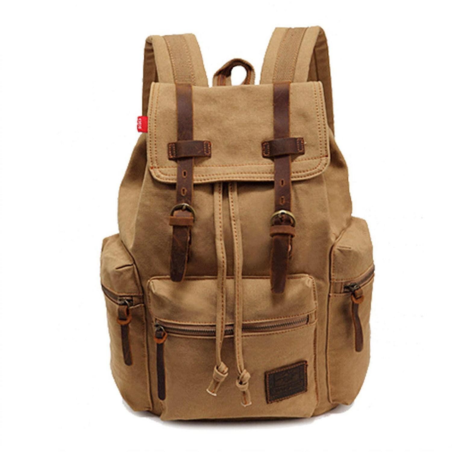 LuxusKollektion Daypack Retro Canvas Rucksack L Khaki