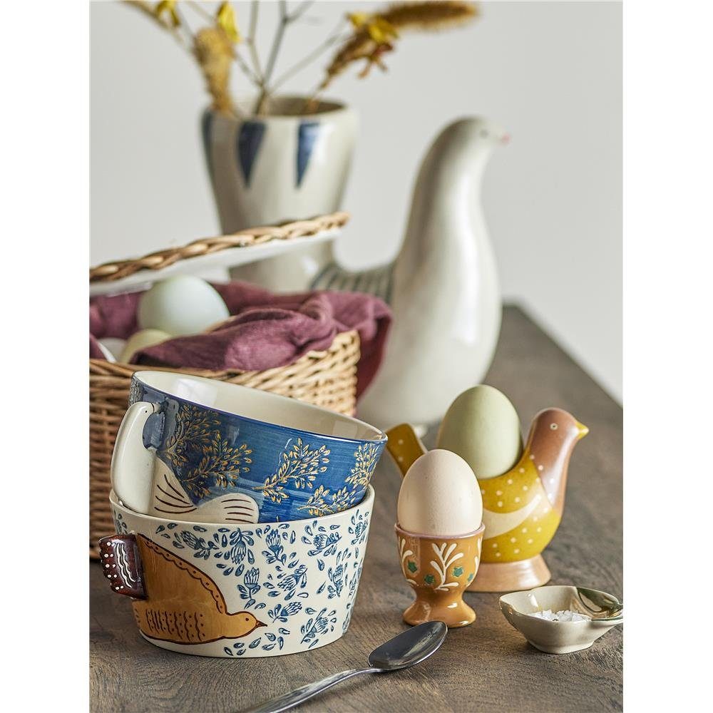 Bloomingville Schüssel Hezha, Steingut, in Blau, 460ml, mit Vogelmotiv