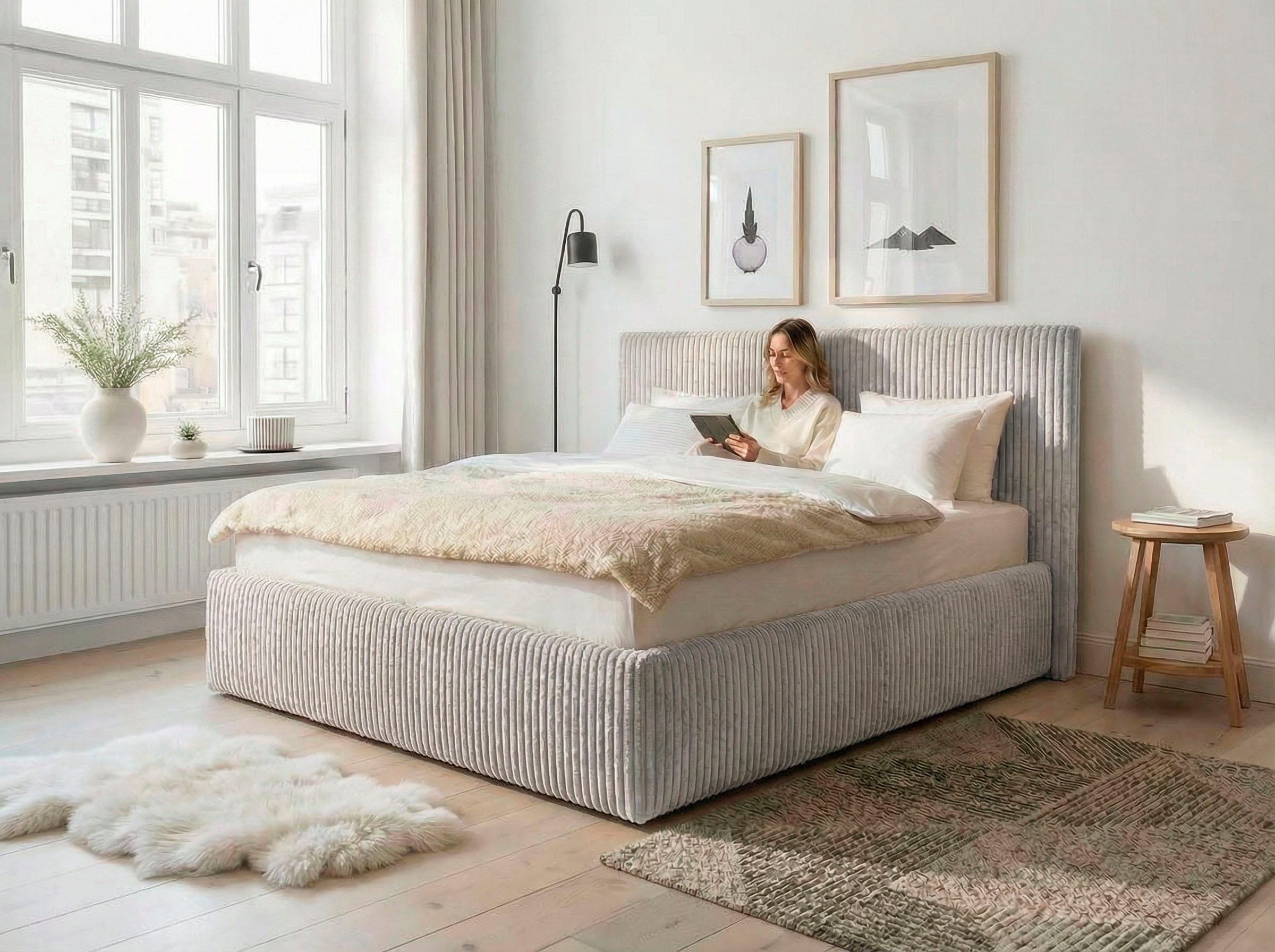 OTTO home Polsterbett AVVRA in der Größe 180x200 cm, mit flauschigen Breitcord bezogen, wahlweise mit Lattenrost und King-Matratze (28cm)