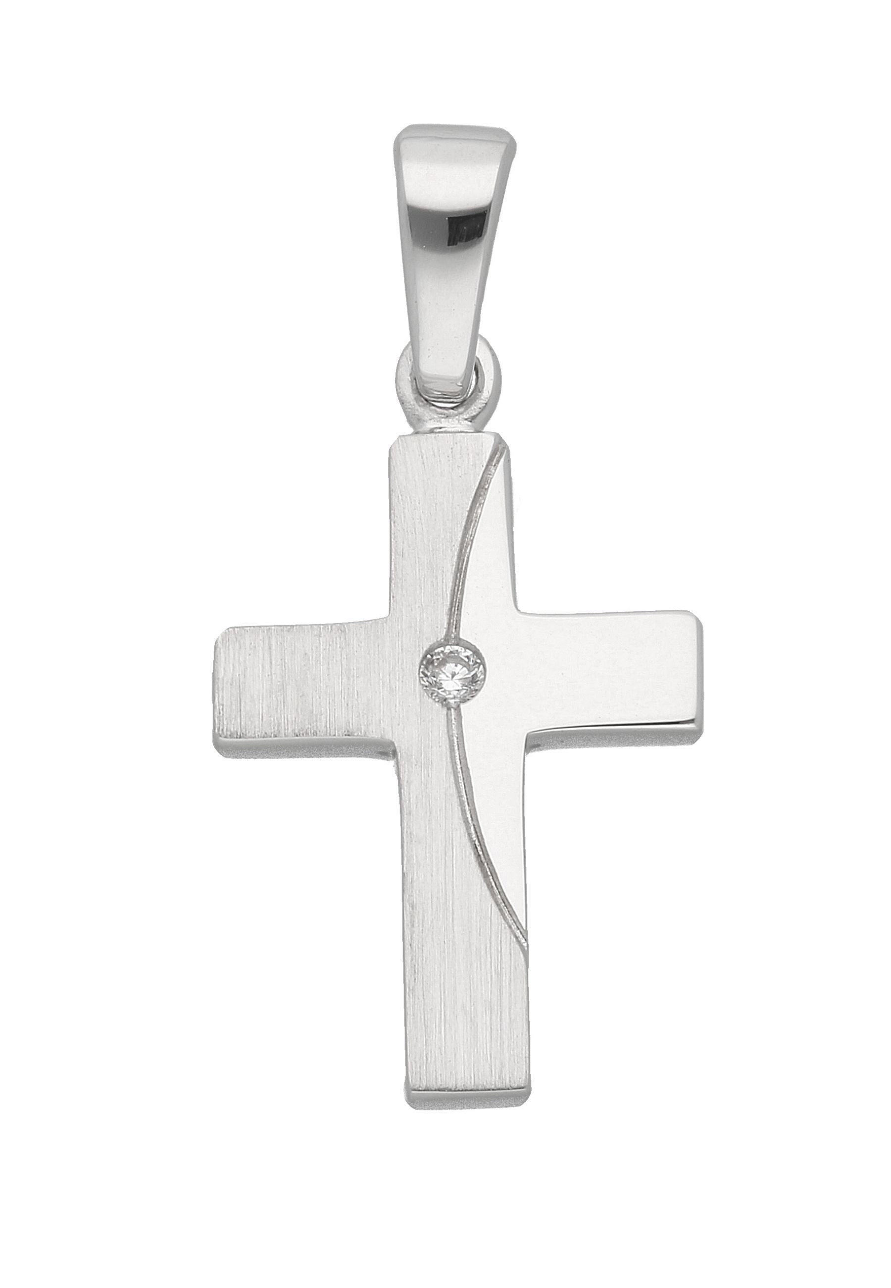 Kreuzanhänger Damen & Herren 925 Silber Kreuz Anhänger mit Zirkonia
