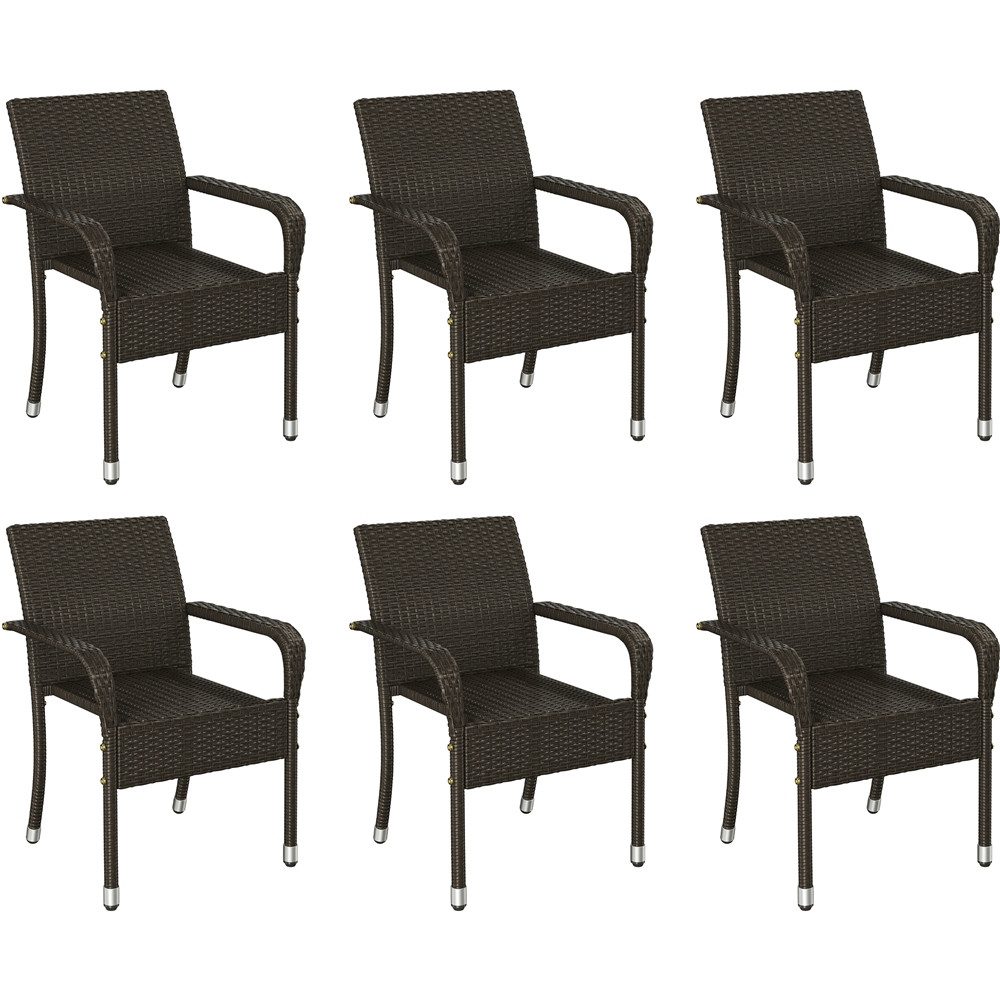 Yaheetech Gartenstuhl 2/4/6er-Set Esszimmerstuhl Rattan-Optik mit Metallbeinen (6 St), Küchenstuhl fürs Esszimmer/Balkon/Terrasse