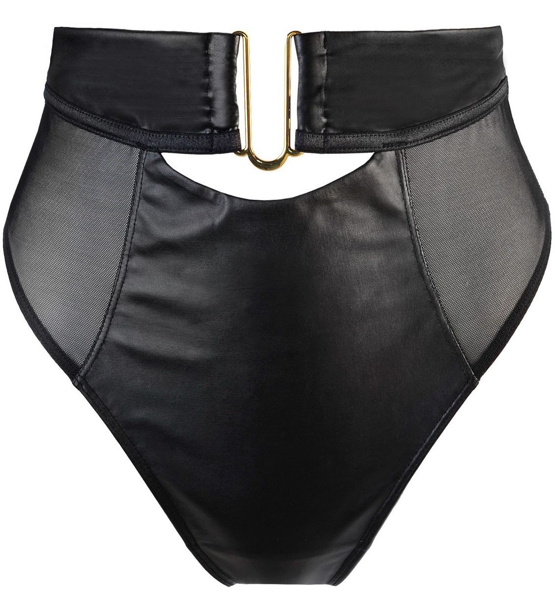 Axami High-Waist-Slip im edlen Lederlook mit goldfarbenem Frontverschluss