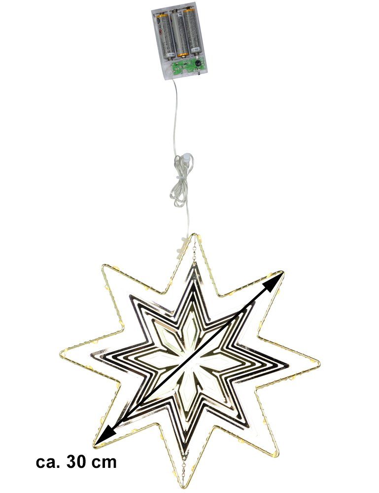 RIFFELMACHER & WEINBERGER LED Stern 3D Dekostern Ø 30 cm, Metall - Weihnachtsdekoration, Beleuchtet