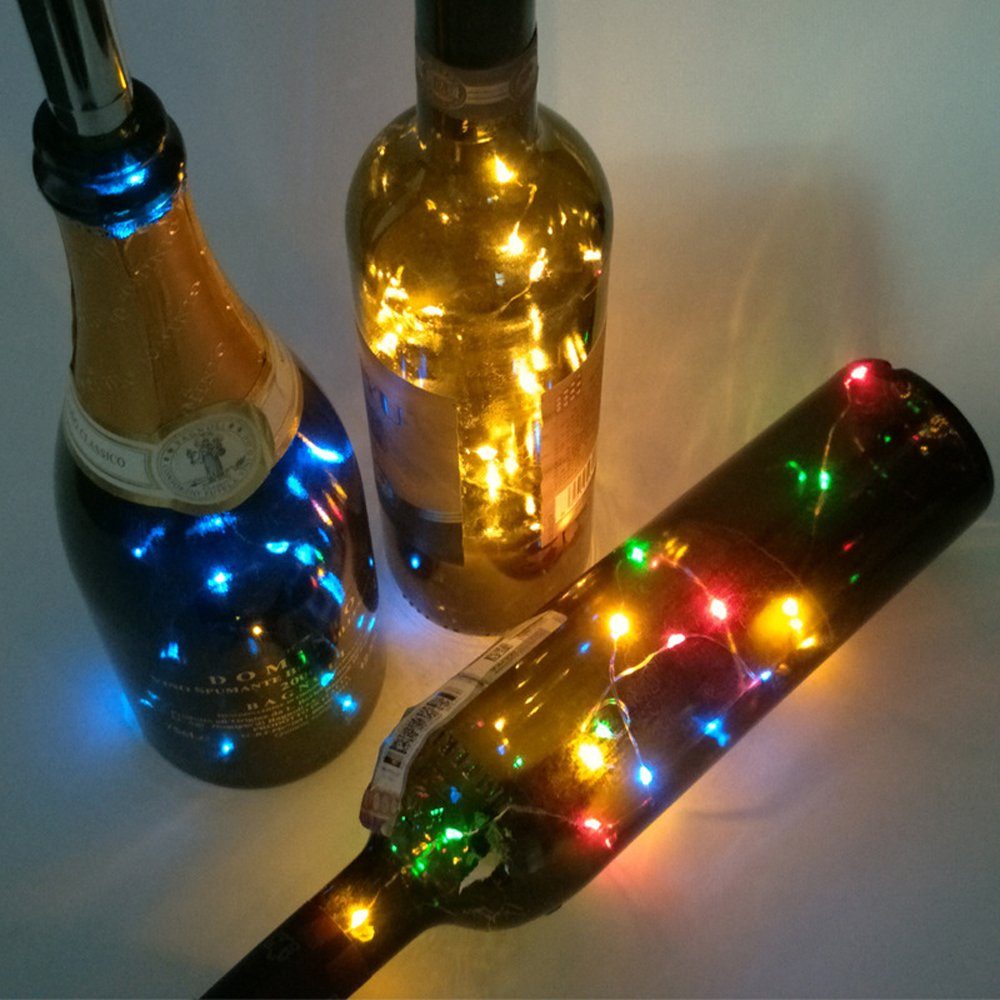 Rosnek LED-Lichterkette 1.5/2M, 15/20LEDs, für Party Hochzeit Valentinstag, Weinflasche Korken Licht Multicolor