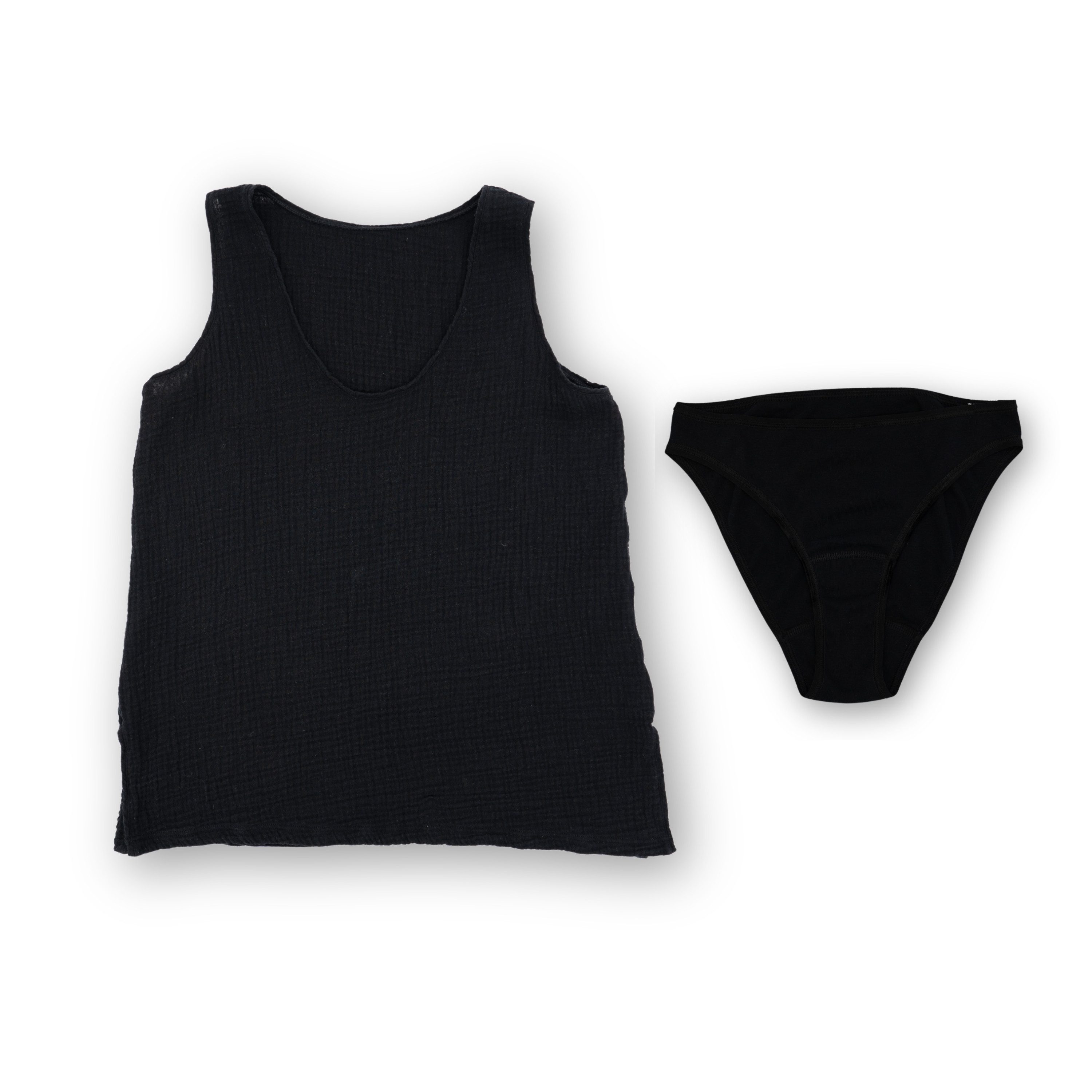 hutch&putch Unterhemd Musselin Basic Top "Mona" • mit Baumwoll-Slip (Set, 2-St) aus 100% Naturfaser, auch als angenehmes Loungewer-Set oder Pyjama-Set