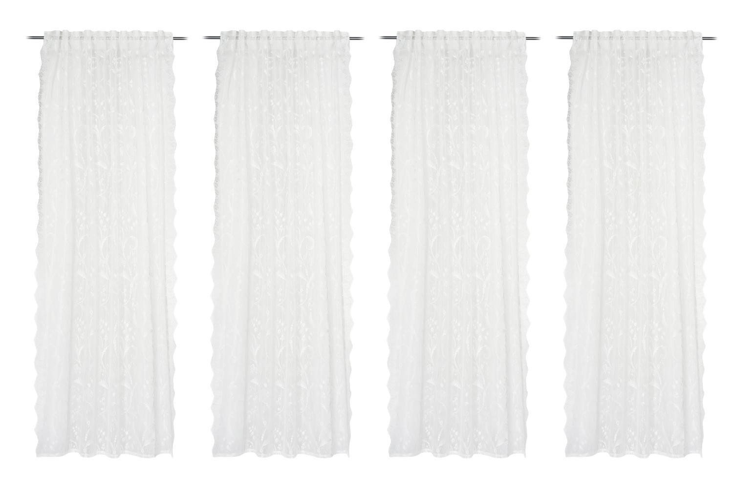 Gözze Vorhang ROMANTIK, Weiß, verdeckte Schlaufen, 4er Set (4 St), verdeckte Schlaufen, transparent, Polyester, 140 x 245 cm