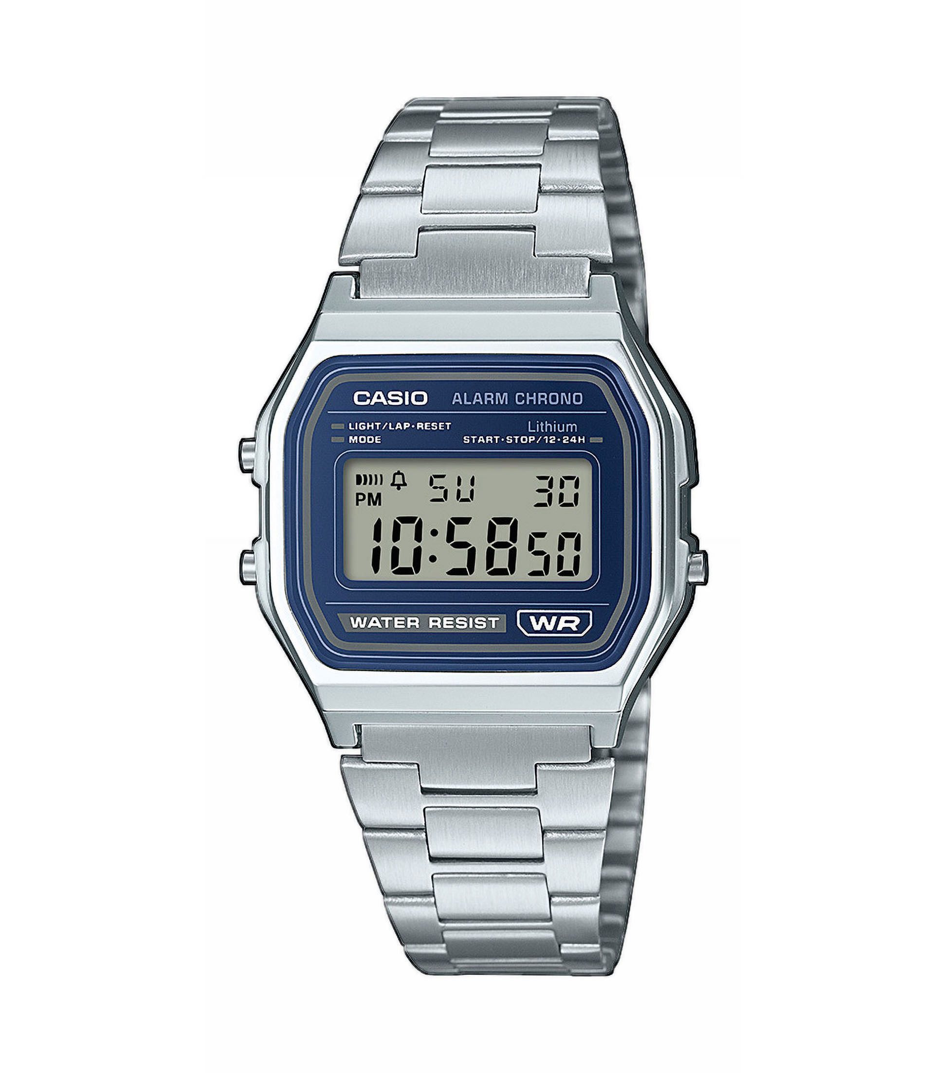 CASIO VINTAGE Chronograph A158WEA-2EF, Quarzuhr, Armbanduhr, Damenuhr, Herrenuhr, Edelstahlarmband, digital