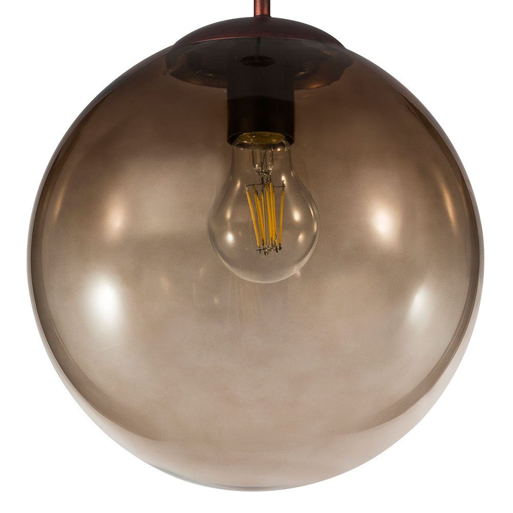 etc-shop Kugelleuchte, Leuchtmittel nicht inklusive, Pendel Design Kugel braun Lampe Hänge Decken amber Leuchte Glas
