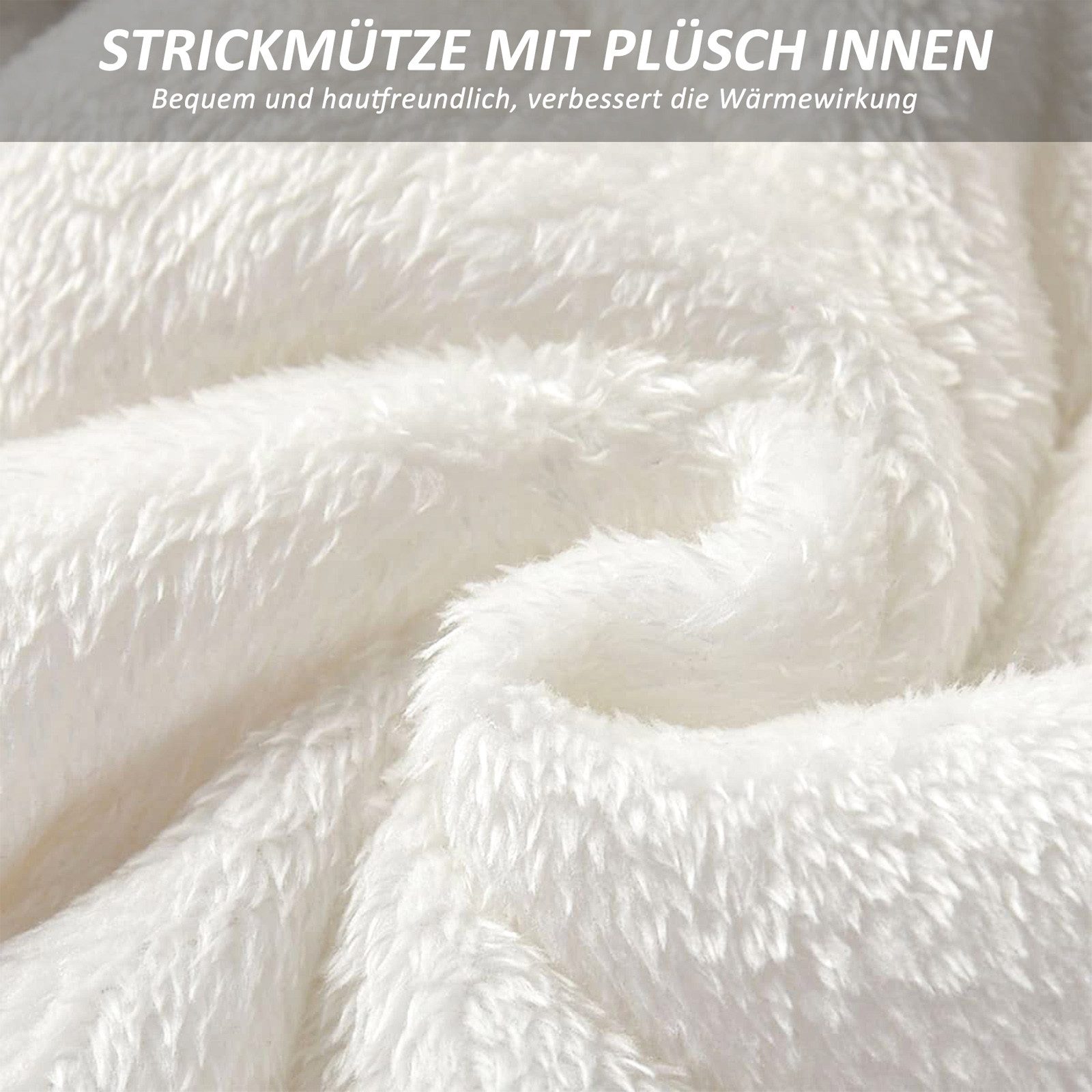 TAN.TOMI Strickmütze Beanie Damen Warm, Mütze Damen Herbst Winter Federnd (Strickmützen Mit Fleece Gefüttert) Wollmütze Damen Geeignet für Schule, Arbeit, Skifa – Bild 4 von 5