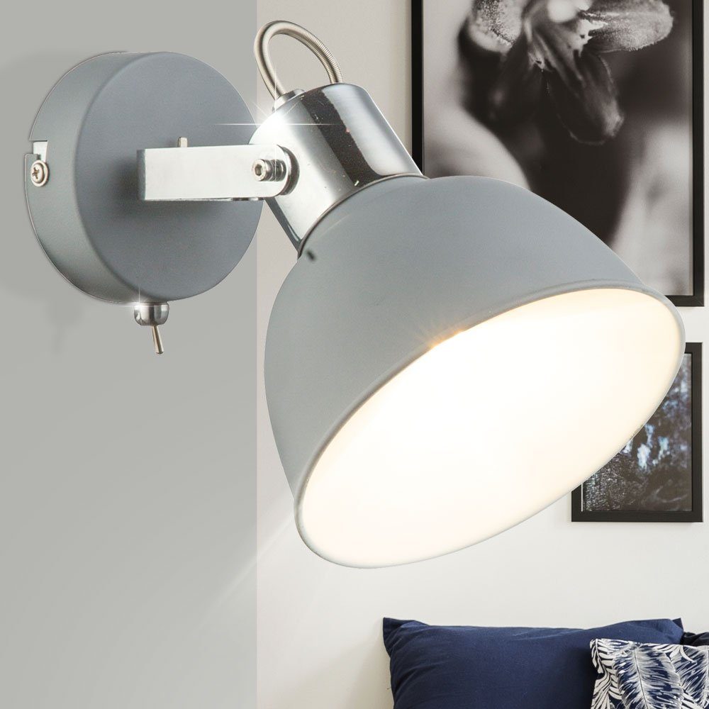 Leuchtmittel Spot nicht Wohnzimmer etc-shop Lampe Innen Chrom Wandleuchte Schalter Beleuchtung inklusive, Wandleuchte,