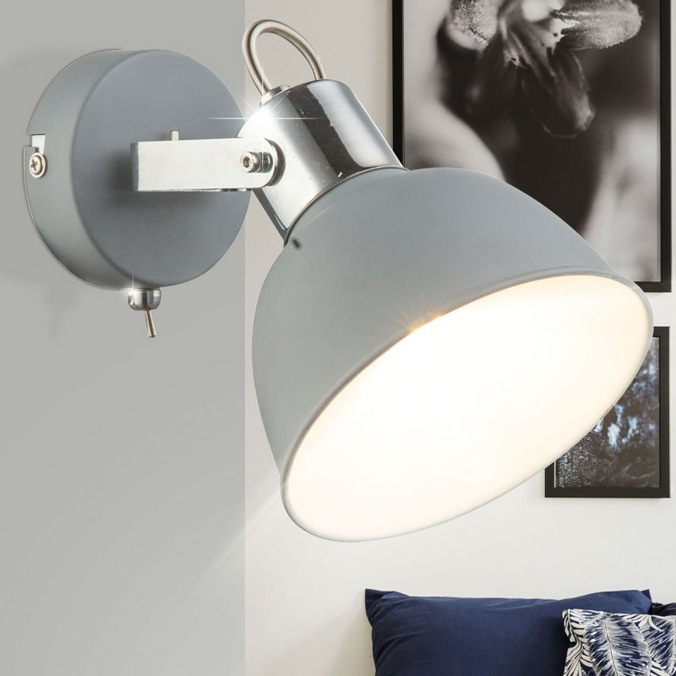 etc-shop Wandleuchte, Leuchtmittel nicht inklusive, Wandleuchte Spot Lampe  Schalter Wohnzimmer Chrom Innen Beleuchtung