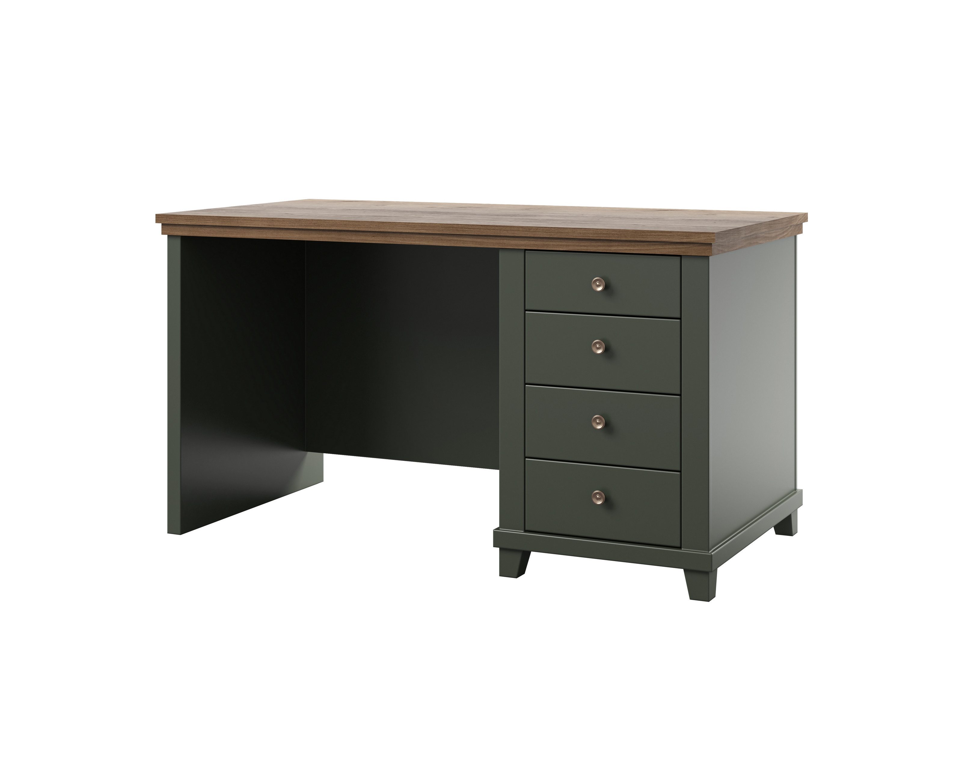 Masseno Schreibtisch EVOLETTA 140 x 77 cm mit 4 Schubladen Grün