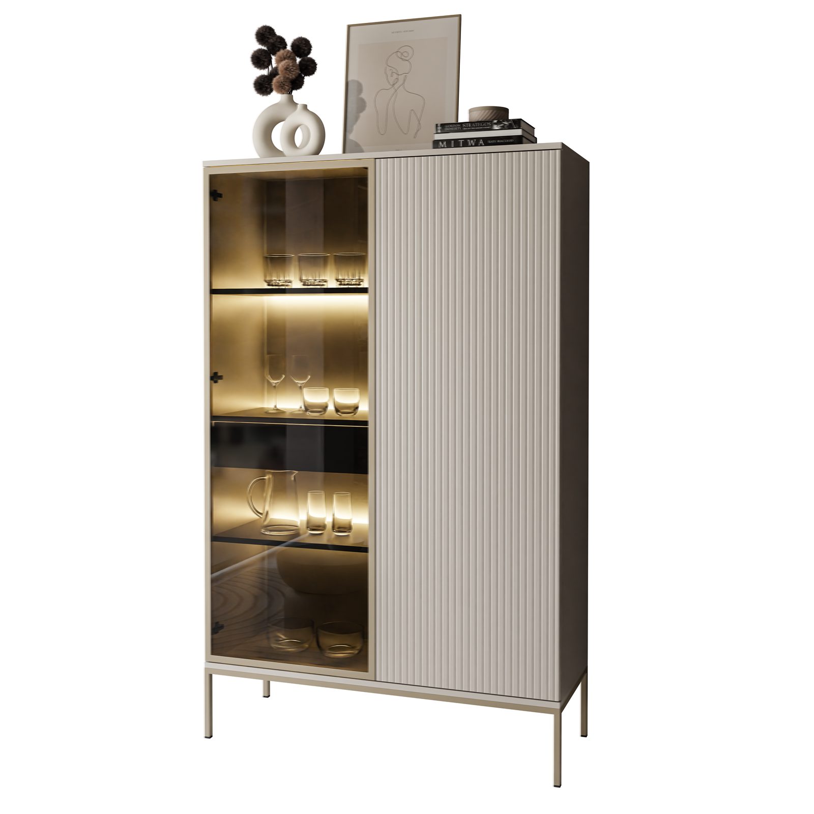 Vitrine ECLIPSE WTSZ104 in Kaschmir mit LED Beleuchtung