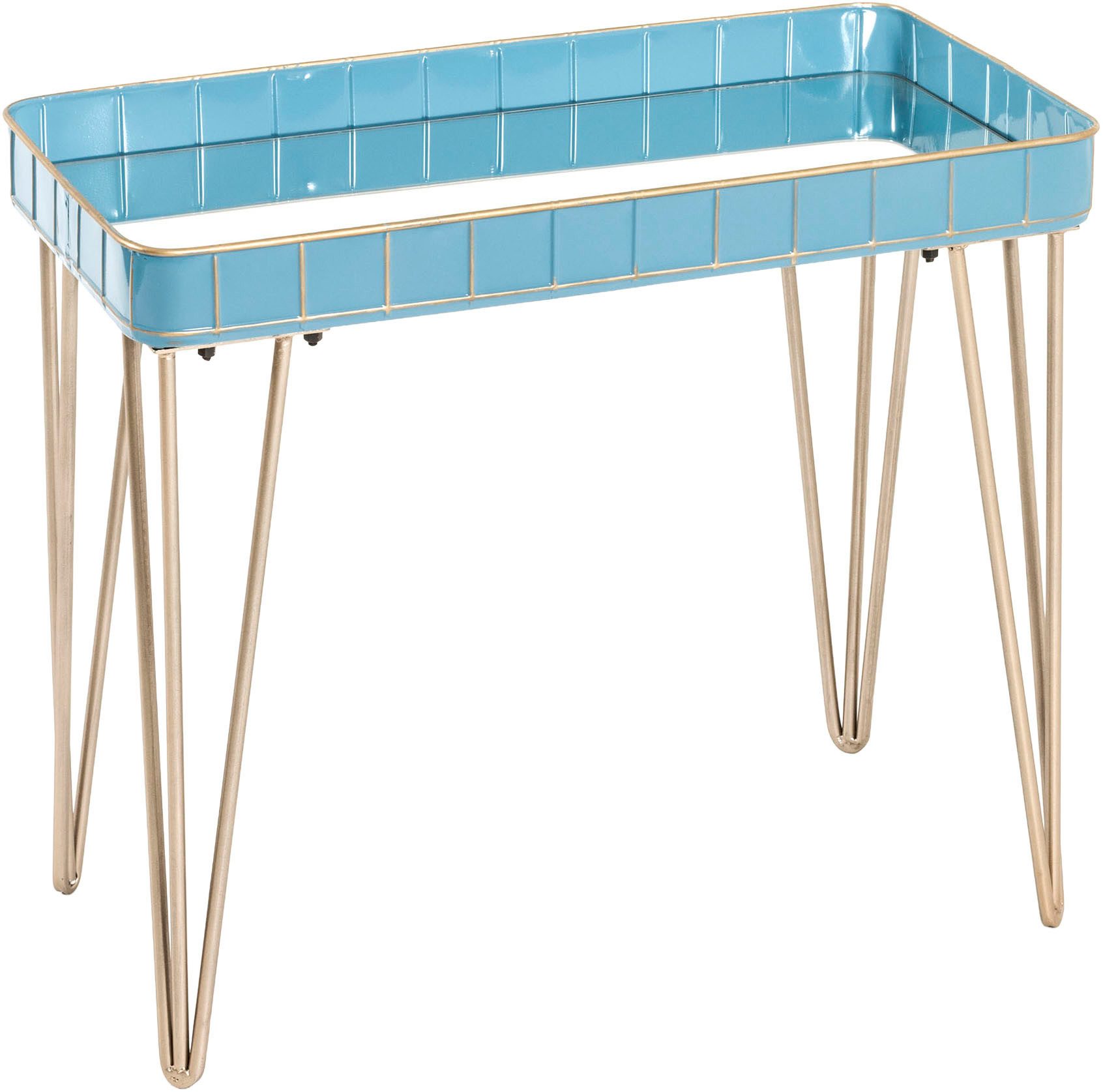 HAKU Beistelltisch Sofatisch, Wohnzimmertisch (1-St), rechteckig - aus Metall Blau B/T/H 60/31/54 cm