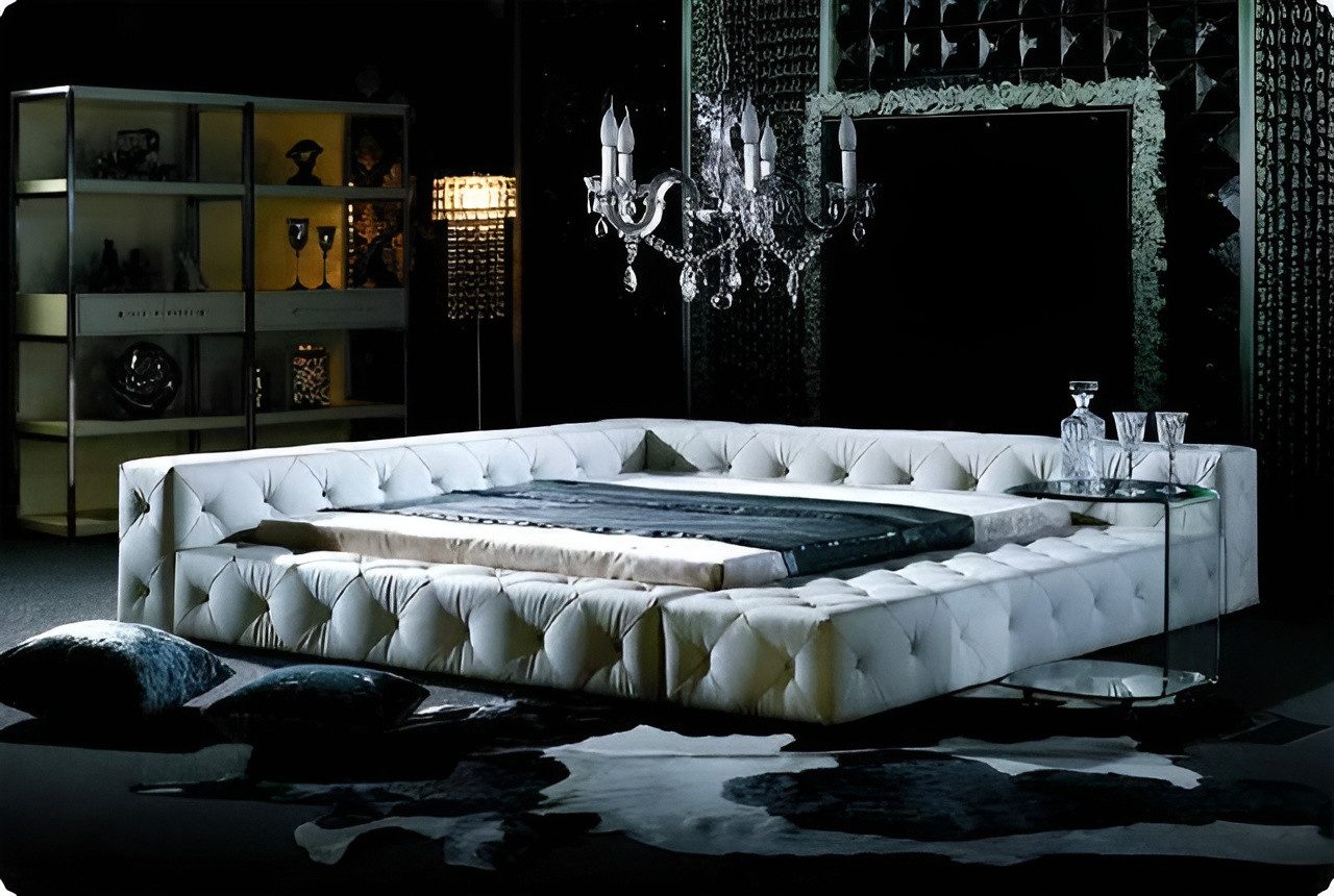 Xlmoebel Bettgestell Chesterfield Bett 220x200 – Kunstleder Doppelbett Luxus Sofort (1-tlg., Bett), Hergestellt In Europa