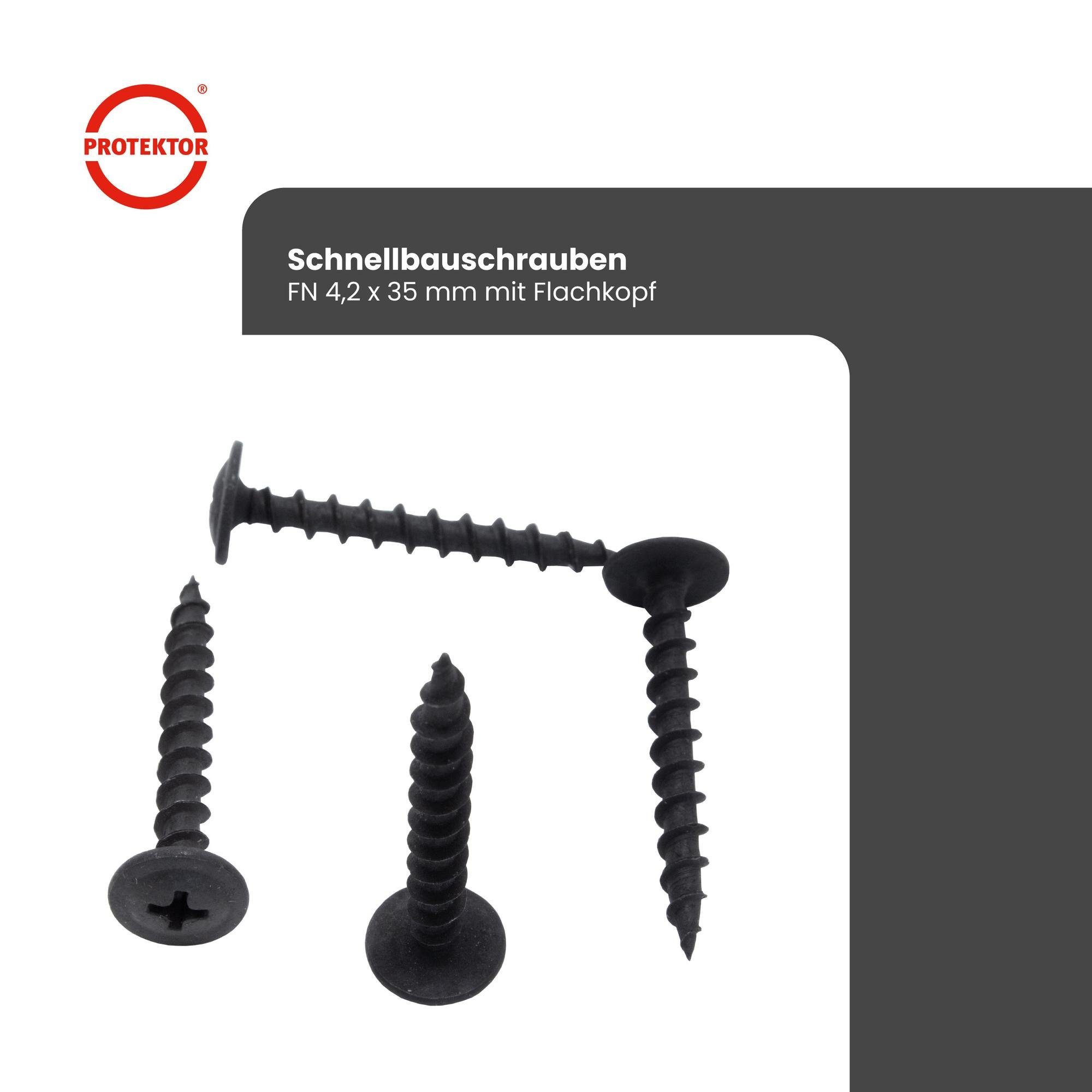 PROTEKTOR Schraube Schnellbauschraube Feingewinde, (4,2 × 35 mm, 200 Stück, 200 St), DIN 18182-2, Rigipsschrauben, Made in Germany
