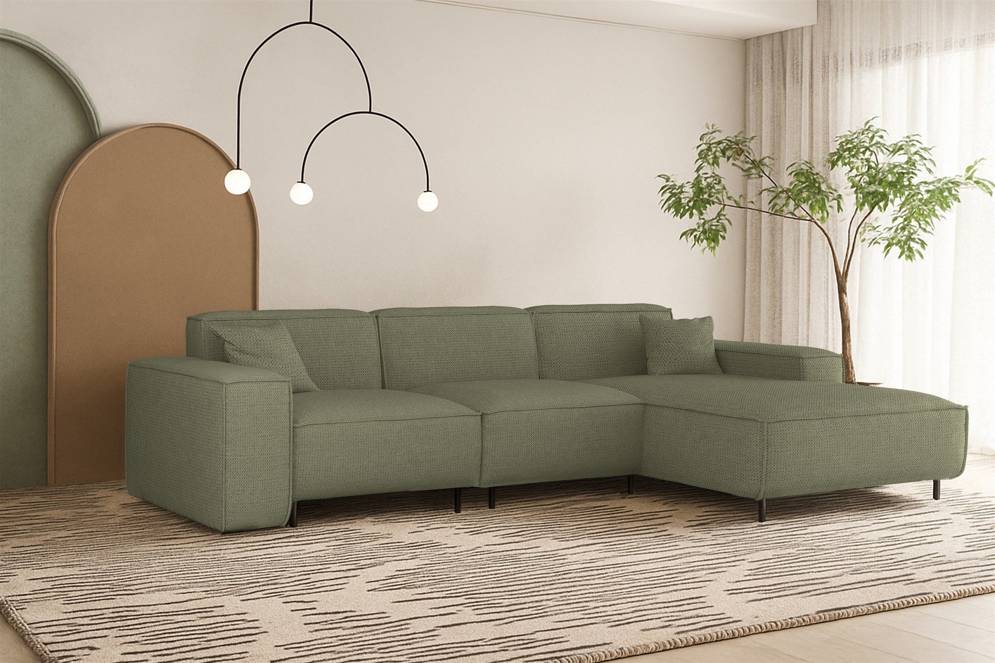 Ecksofa Designersofa GLORIA mit Ottomane in Stoff