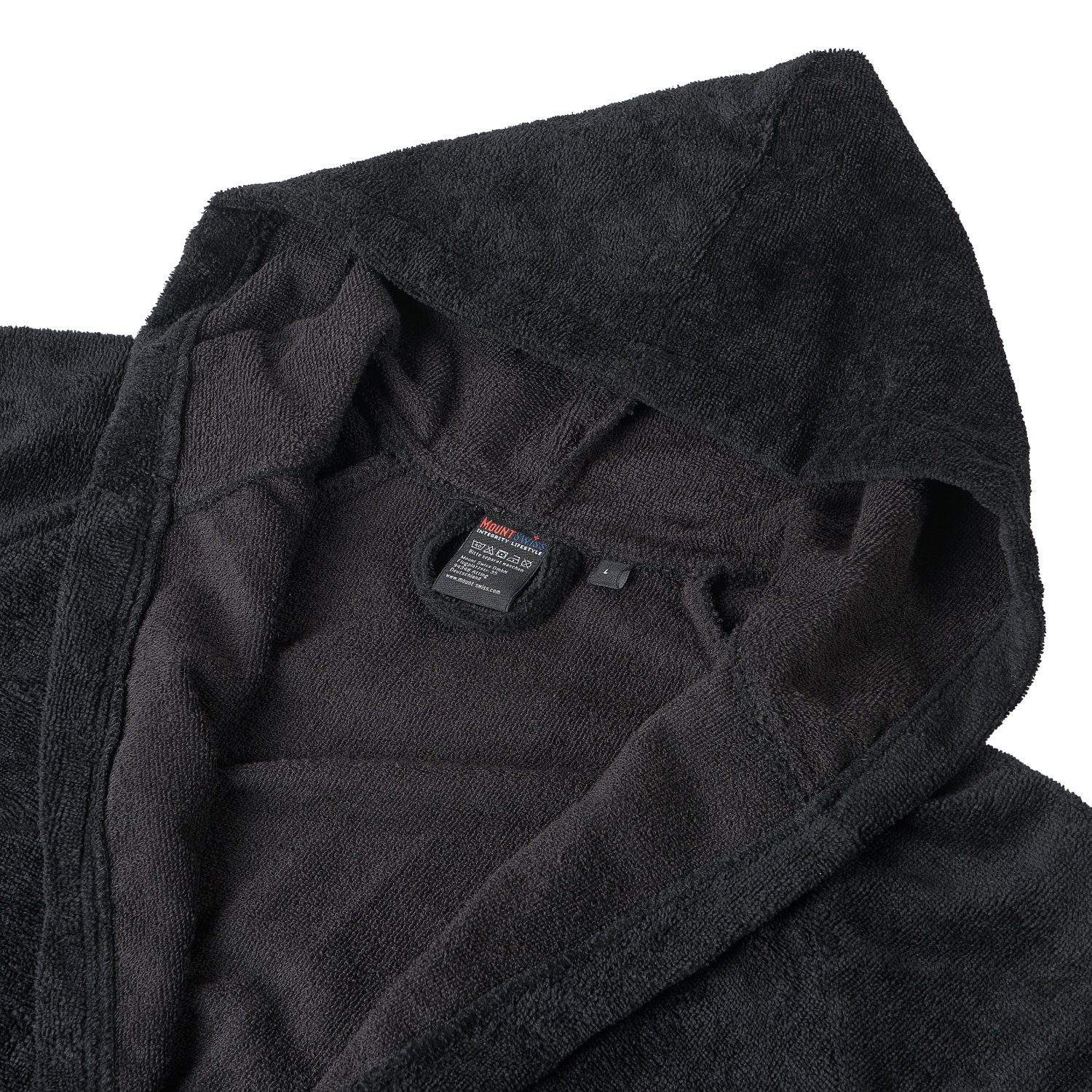 Mount Swiss Bademantel Mount Swiss Unisex AARAU Bademantel mit Kapuze I Herren Damen aus, Baumwolle, Weitenverstellung, Bindegürtel