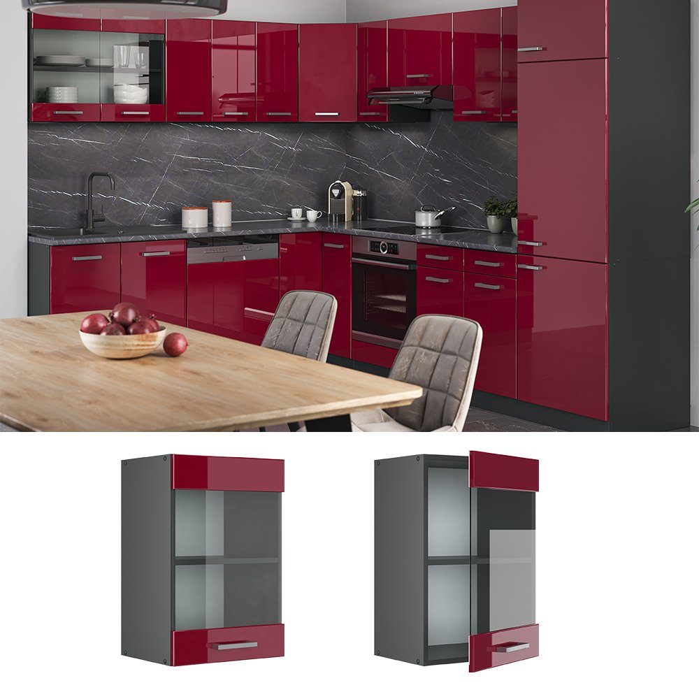 Vicco Glashängeschrank R-Line, Bordeaux Hochglanz/Anthrazit, 40 günstig online kaufen