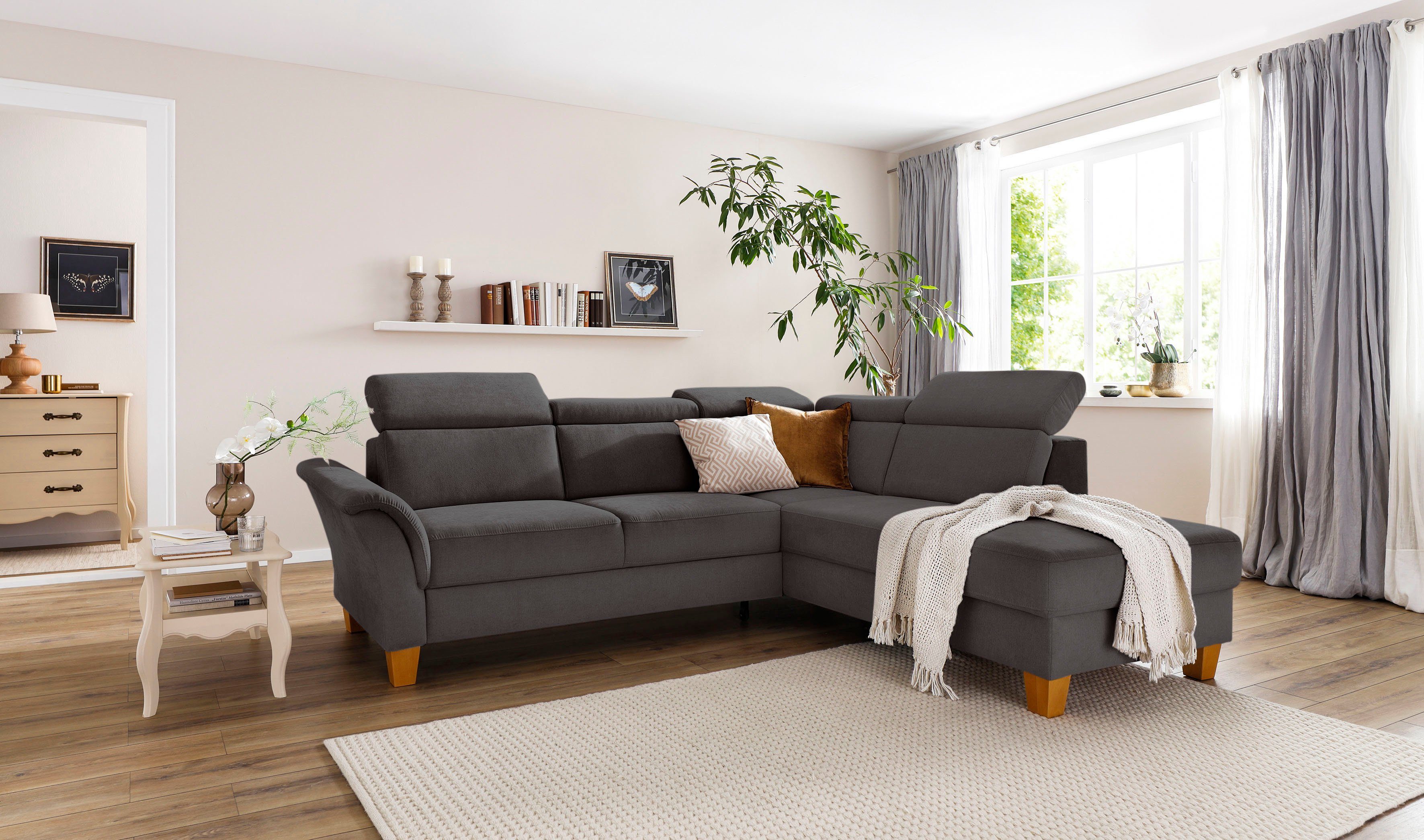 Home affaire Ecksofa "Conville L-Form" Federkern, wahlweise mit Bettfunktio günstig online kaufen