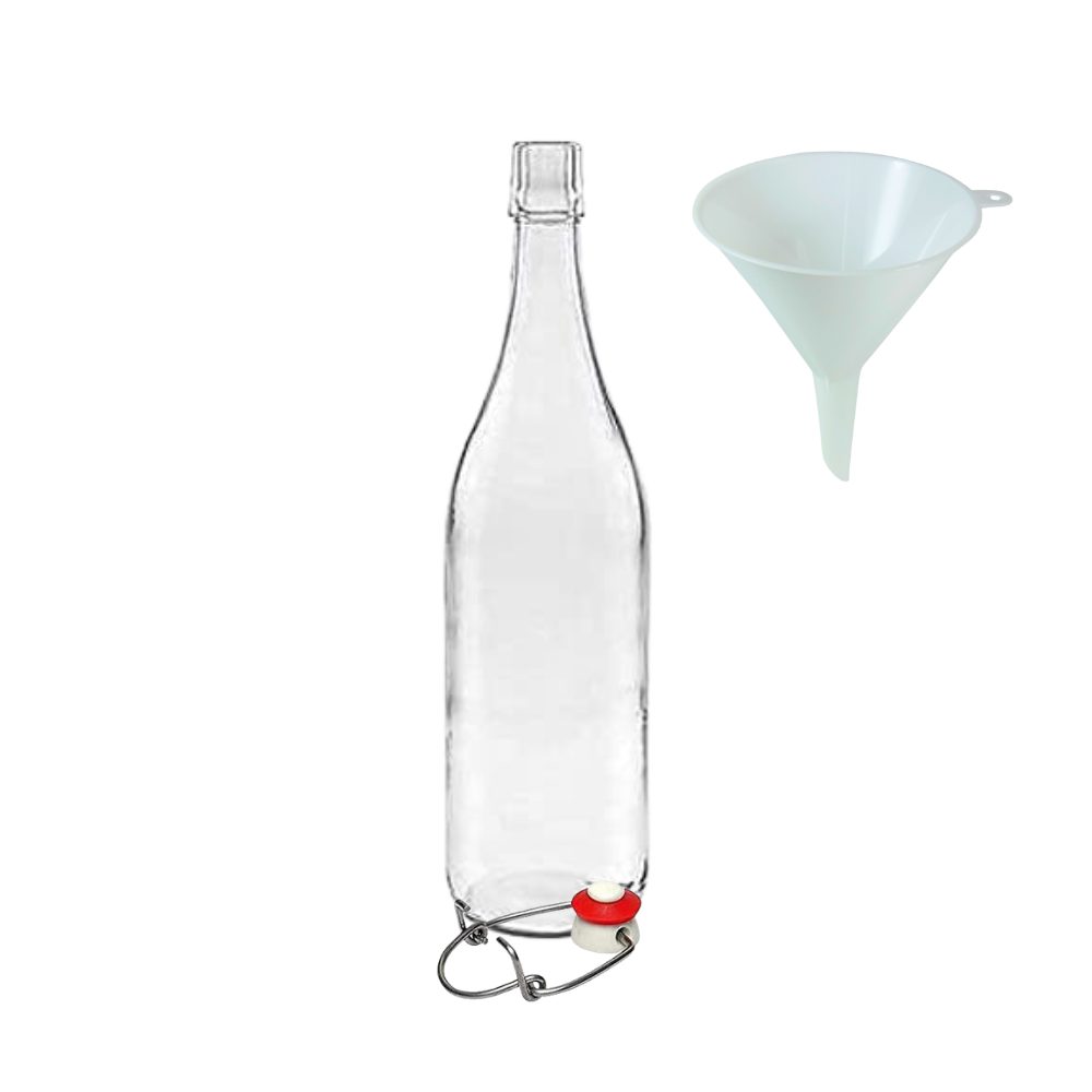 Set Bügelverschluss ml mit Trichter, Inhalt Trinkflasche Bügelverschluss mikken aus mit inklusive 1000 Porzellan 4er Einfülltrichter 1 Liter Glasflasche