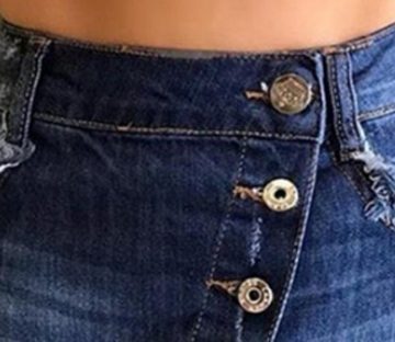 FIDDY A-Linien-Rock Kurzer Jeansrock für Damen, hohe Taille, ausgefranster enger Hüftrock