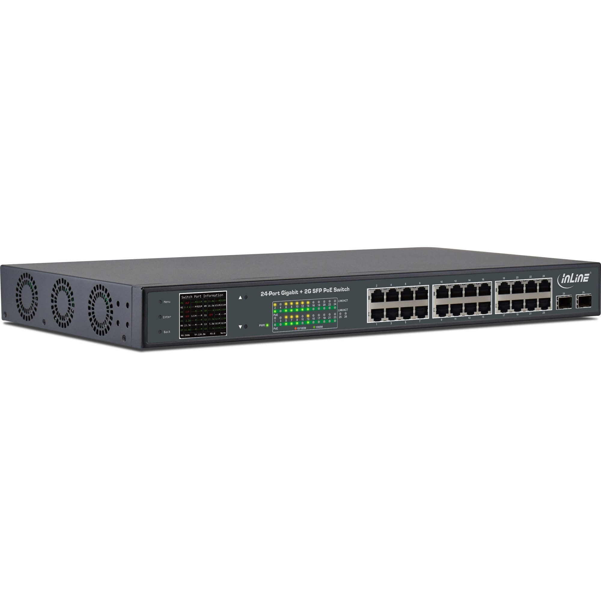 Inline PoE+ Gigabit Netzwerk Switch 24 Port - 1Gb/s - 2xSFP,19"1HE (inkl. Win WLAN-Access Point