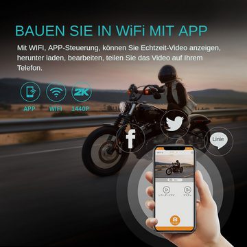 yozhiqu Motorrad- und Fahrrad-wasserdichte Action-Kamera,Outdoor-Action-Kamera Dashcam (WiFi, Radfahrt-Recorder, Auto-Armaturenbrettkamera DVR, 2K)