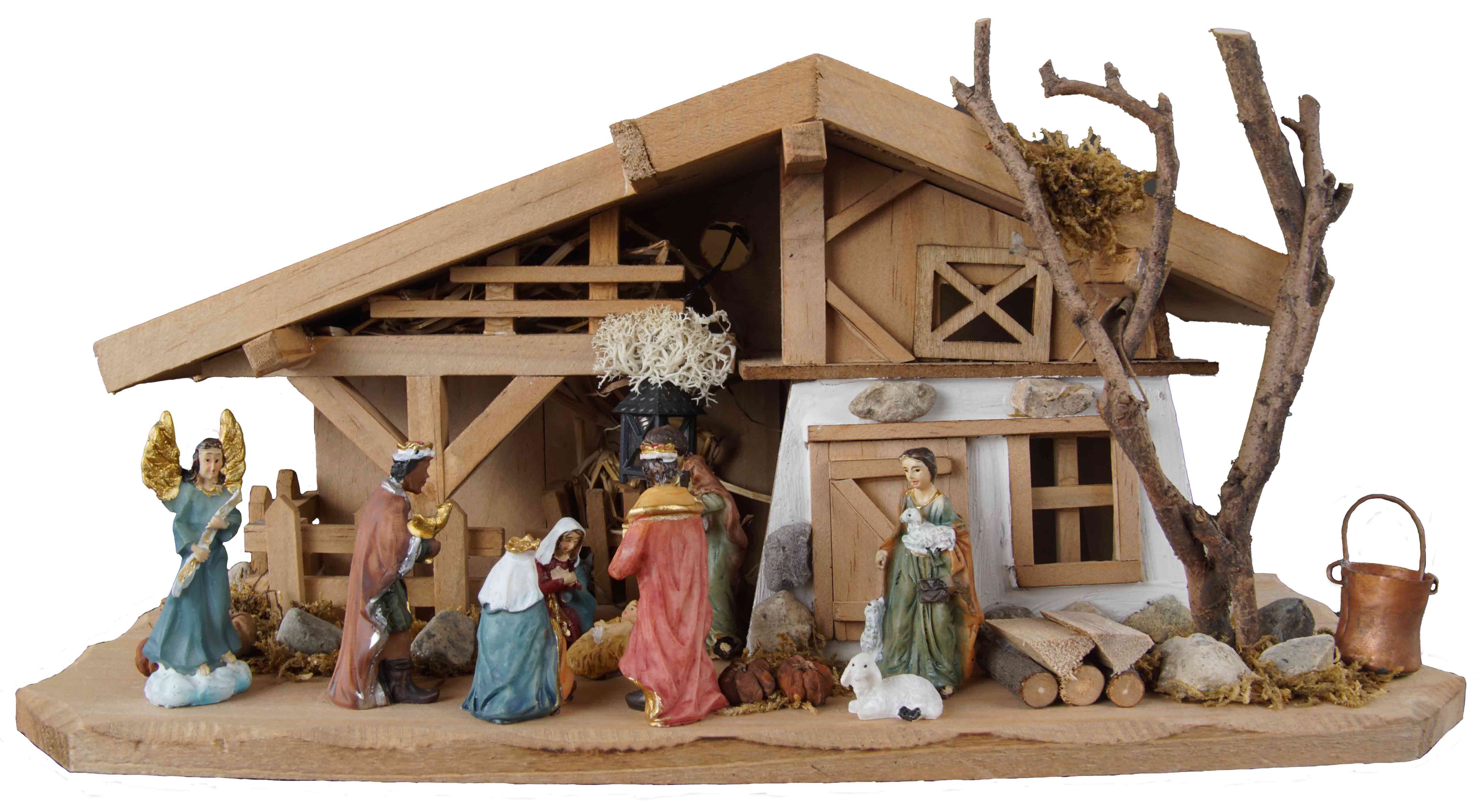 Krippenursel Krippe Weihnachtskrippe Gersdorf inkl. 11-tlg. Figurensatz K 111 (11-tlg), Handbemalte Figuren