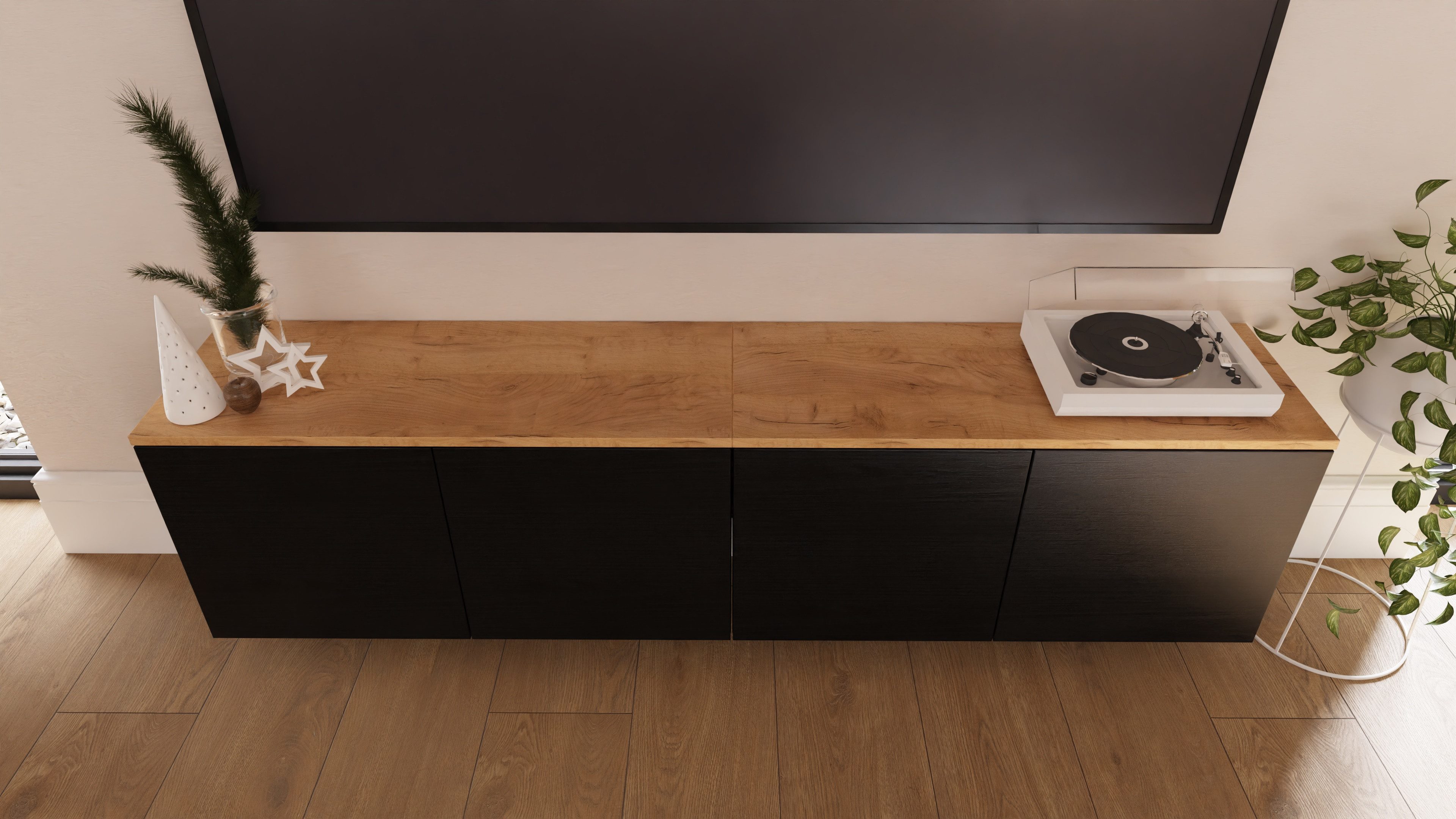 Platan Room Lowboard LUNA, 90 oder 180 cm Sideboard Hängend oder Stehend ganz in Matt