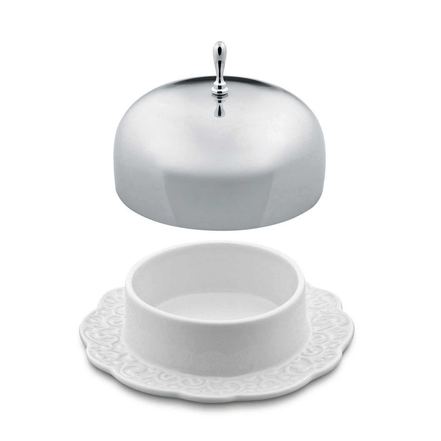 Alessi Butterdose Dressed, Porzellan, Edelstahl