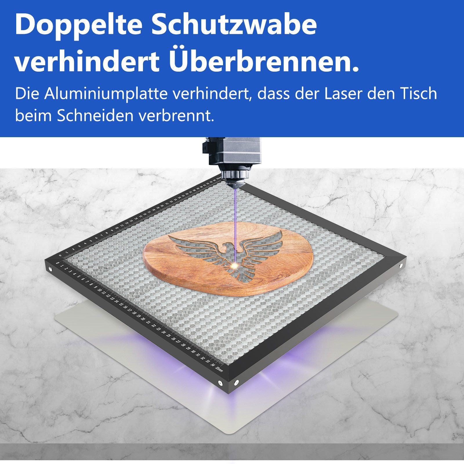 Clanmacy Graviergerät Wabenplatte Laser 300x200mm/400x400mm Aluminium Honeycomb Wabenmatte, 1-St.