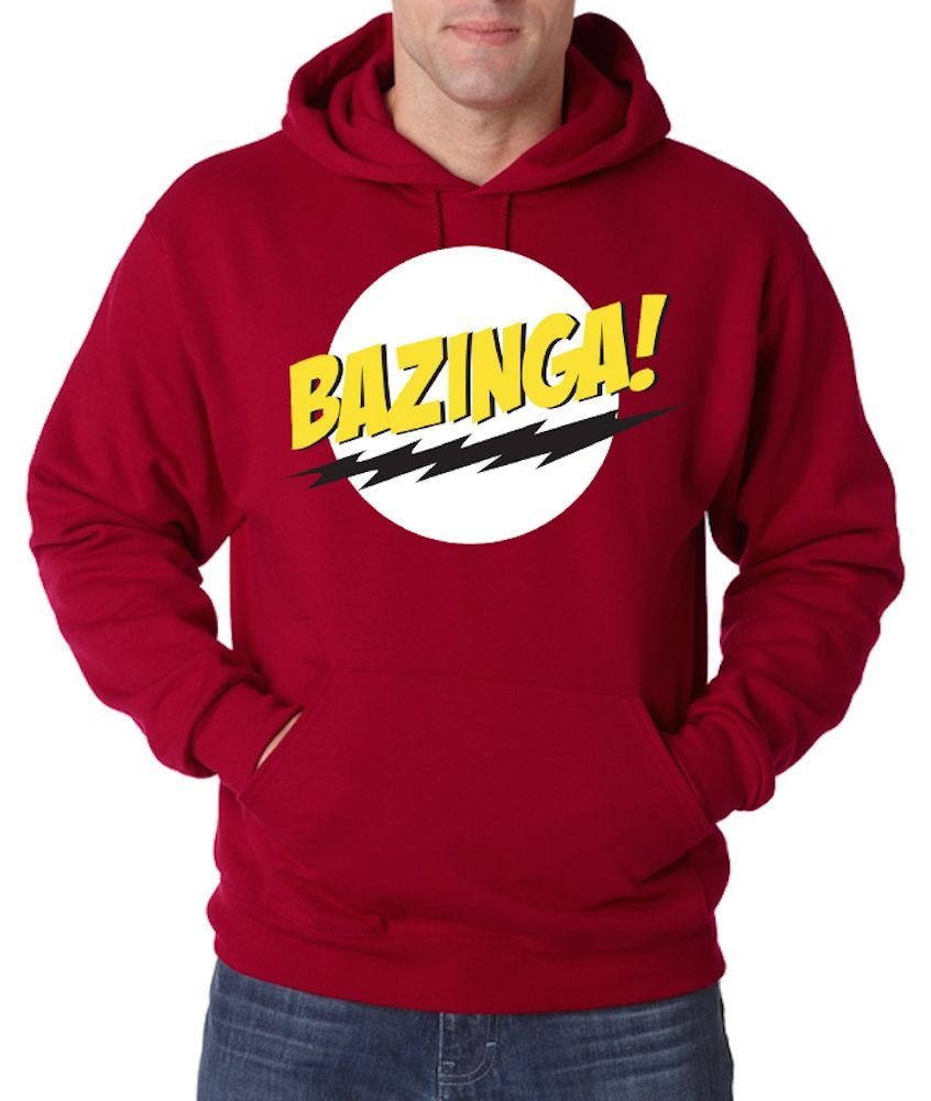 Youth Designz Kapuzenpullover Bazinga Herren Hoodie Pullover mit lustigem Print Rot