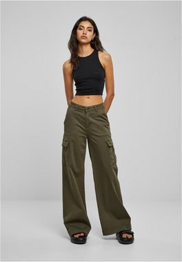 URBAN CLASSICS Stoffhose Damen Ladies High Waist Wide Leg Twill Cargo Pants (1-tlg)