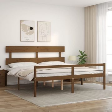 furnicato Bett Seniorenbett mit Kopfteil 200x200 cm Honigbraun Massivholz