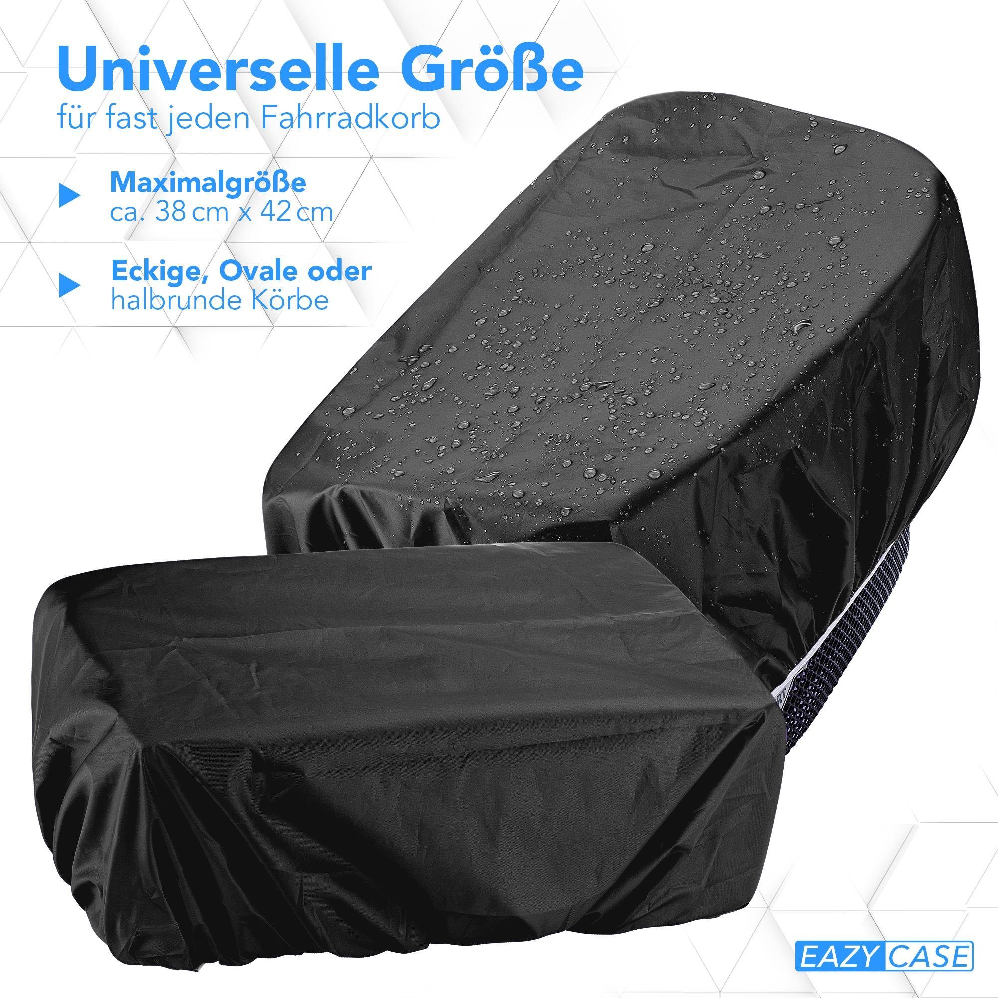 EAZY CASE Fahrradkorb Universal Regenschutz für Korb, Regenschutz Korbüberzug mit Gummiband Haube wasserabweisend Schwarz