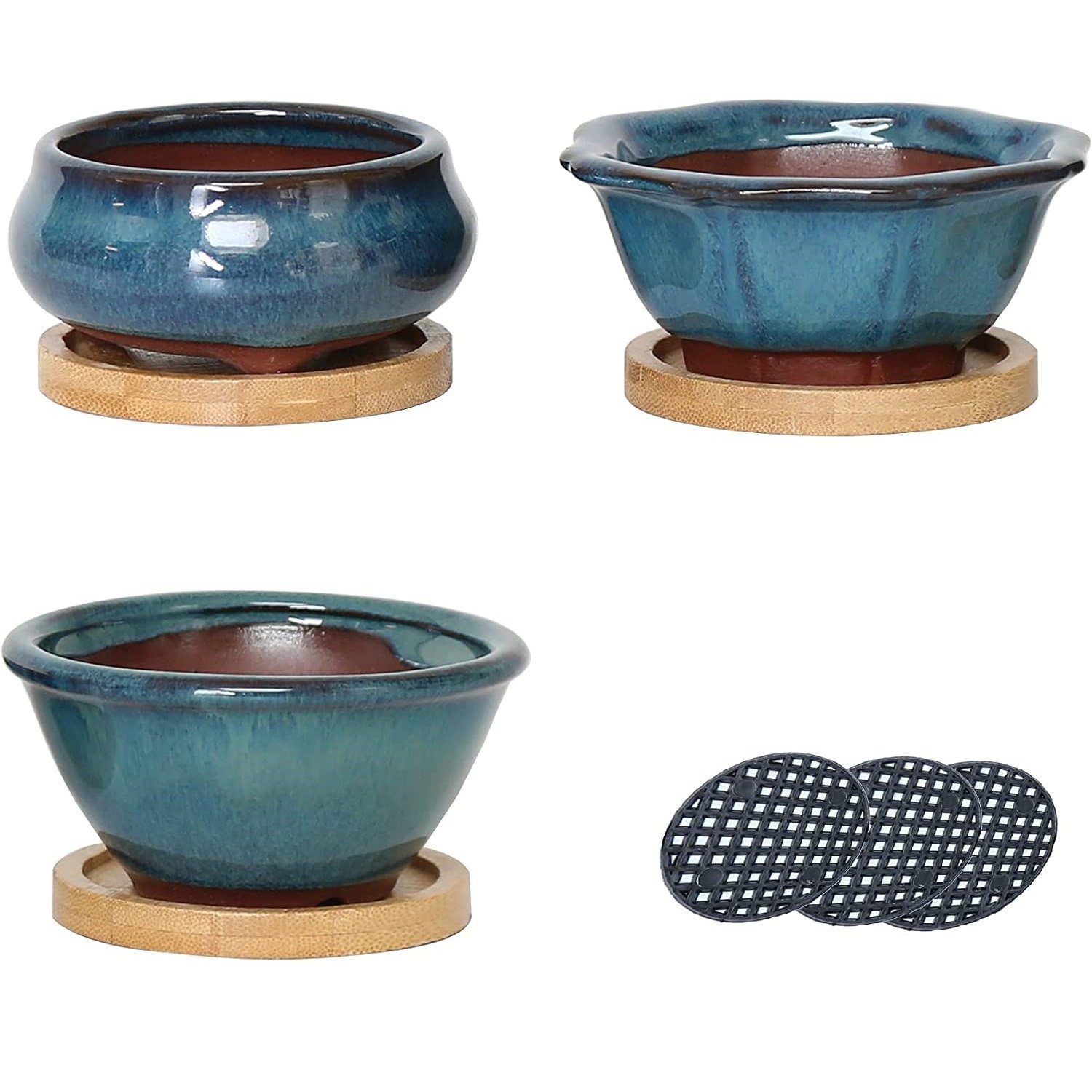 Jinfa Dekovase Jinfa Keramik-Bonsai-Töpfen in Mix Stück mit Form 1 (29,59Euro/Stück) Entwässerungslöchern