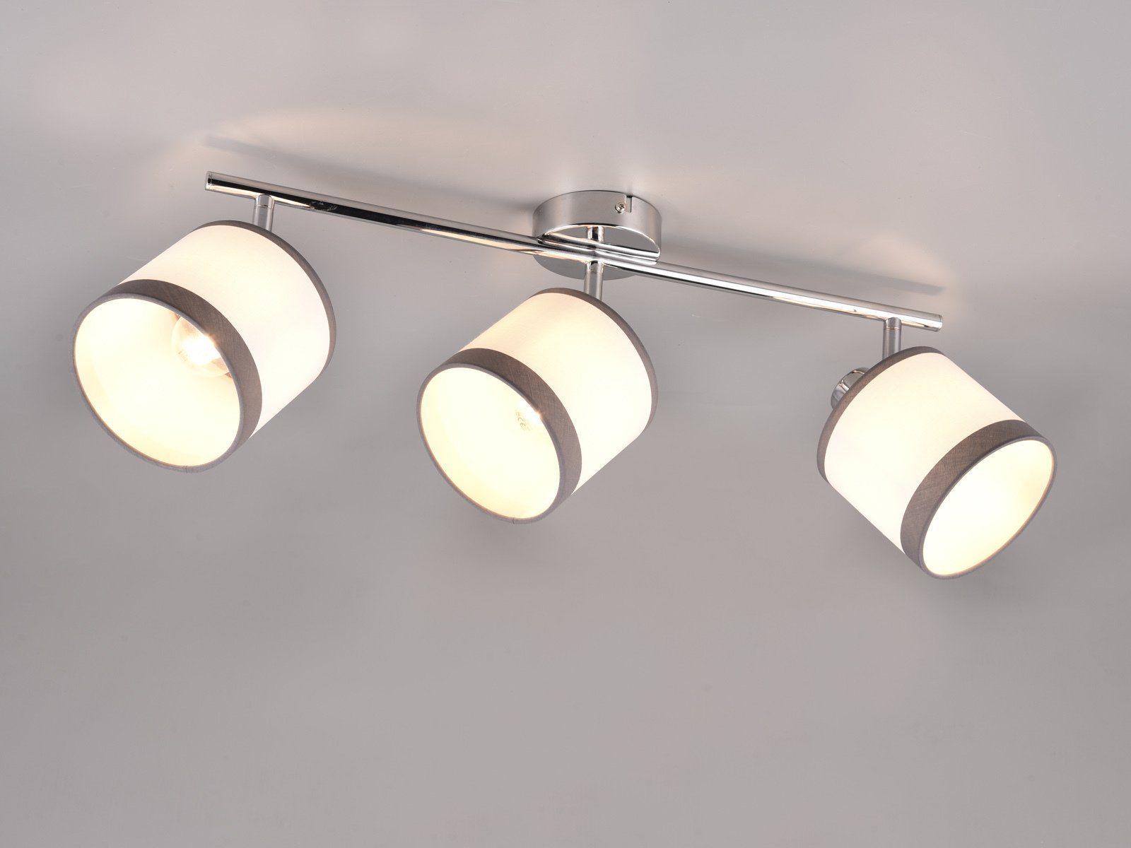 Weiß/Grau Deckenstrahler, LED Treppenhaus B Wandlampe & wechselbar, warmweiß, 58cm LED innen, meineWunschleuchte Stoff Lampenschirme Wandstrahler