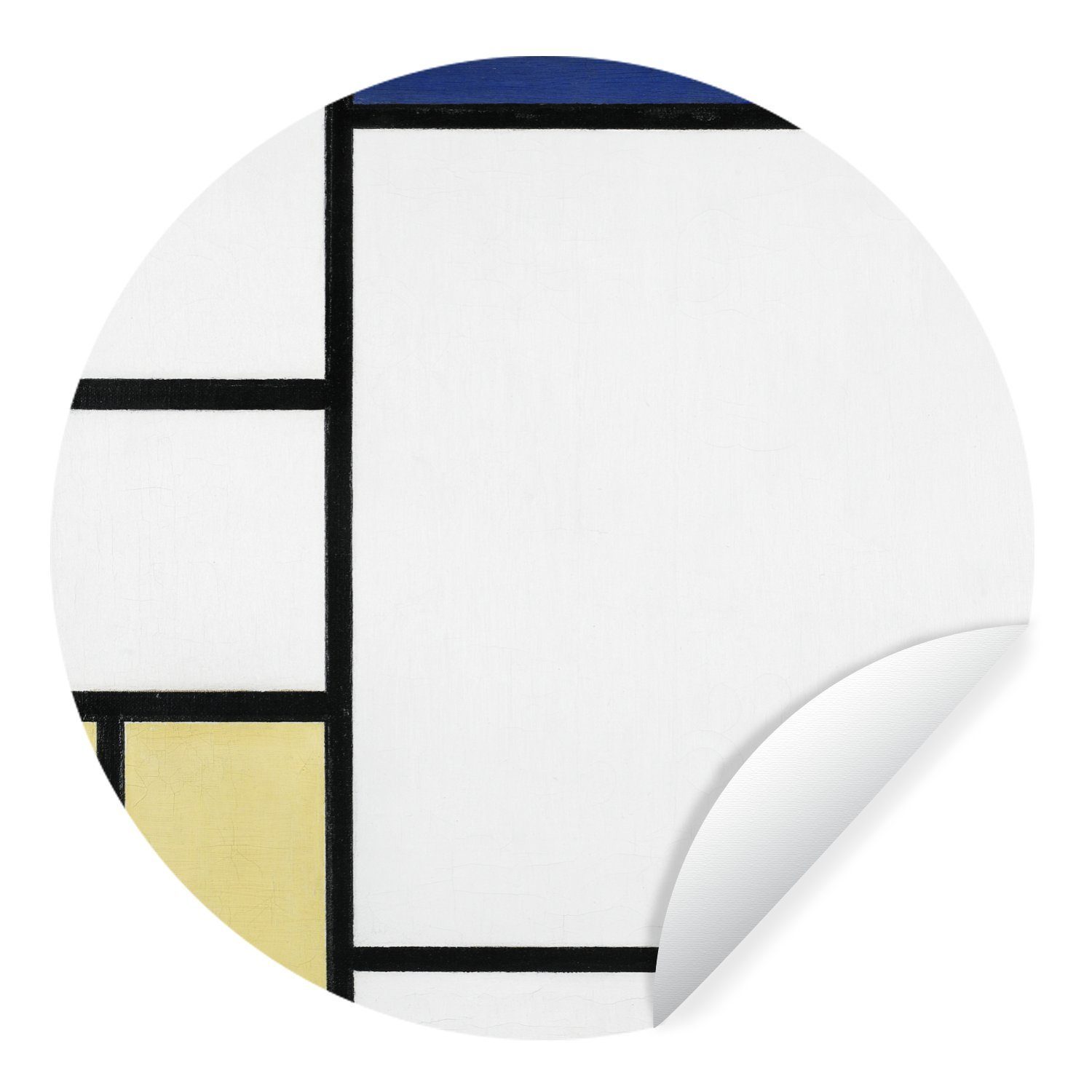 MuchoWow Wandsticker Komposition mit Blau, Gelb, Schwarz und Rot - Piet Mondrian (1 St), Tapetenkreis für Kinderzimmer, Tapetenaufkleber, Rund, Wohnzimmer
