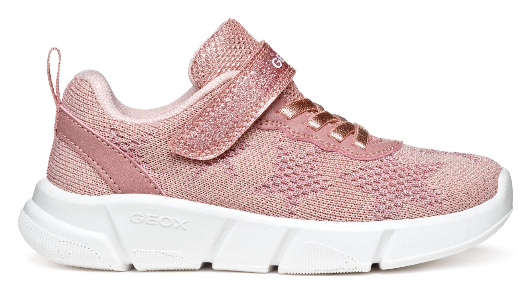 Geox J ARIL GIRL Sneaker, Knitwear Sneaker, Klettschuh mit glitzerndem Klettriegel – Bild 5 von 5