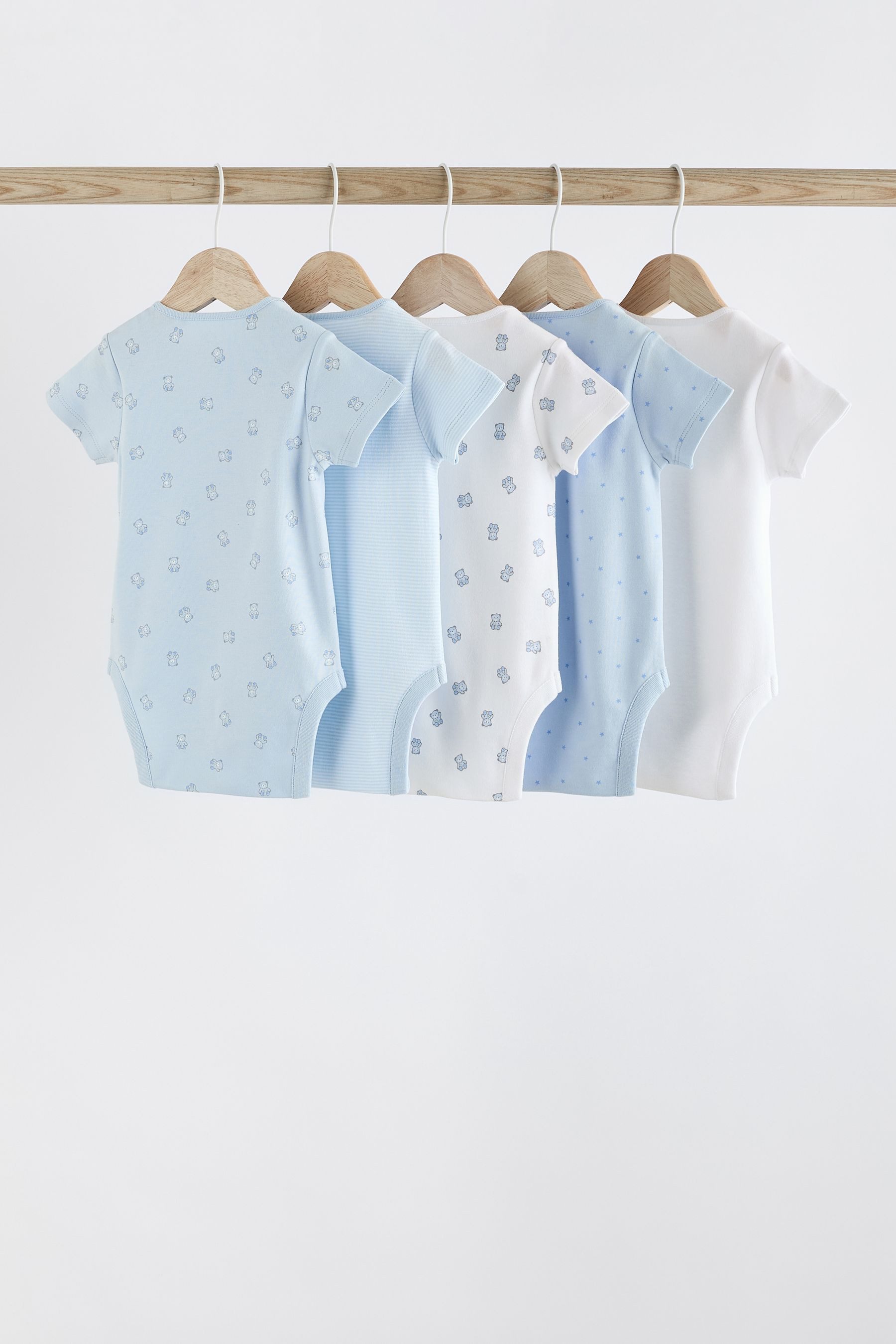 Next Kurzarmbody Kurzärmelige Baby-Bodys mit Bärendesign, 5er-Pack (5-tlg)