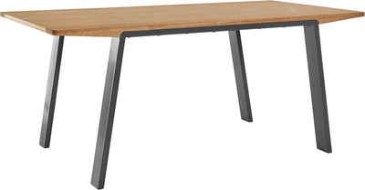 OTTO products Esstisch Flemming, Massivholz Eiche, 175 cm oder 225 cm, elegant gewölbte Tischplatte