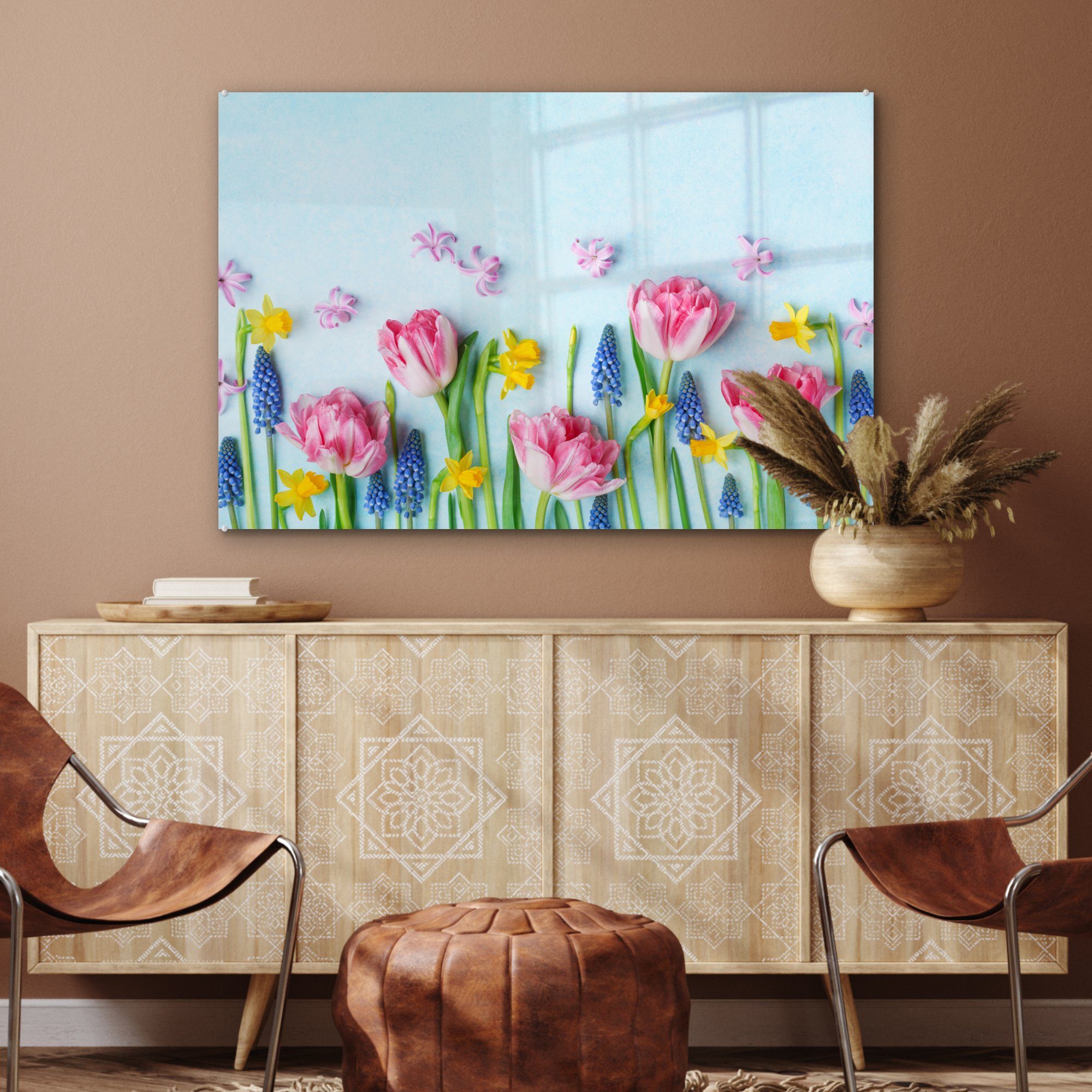 MuchoWow Acrylglasbild Stillleben - Blumen Frühling, Wohnzimmer & St), Acrylglasbilder (1 - Schlafzimmer
