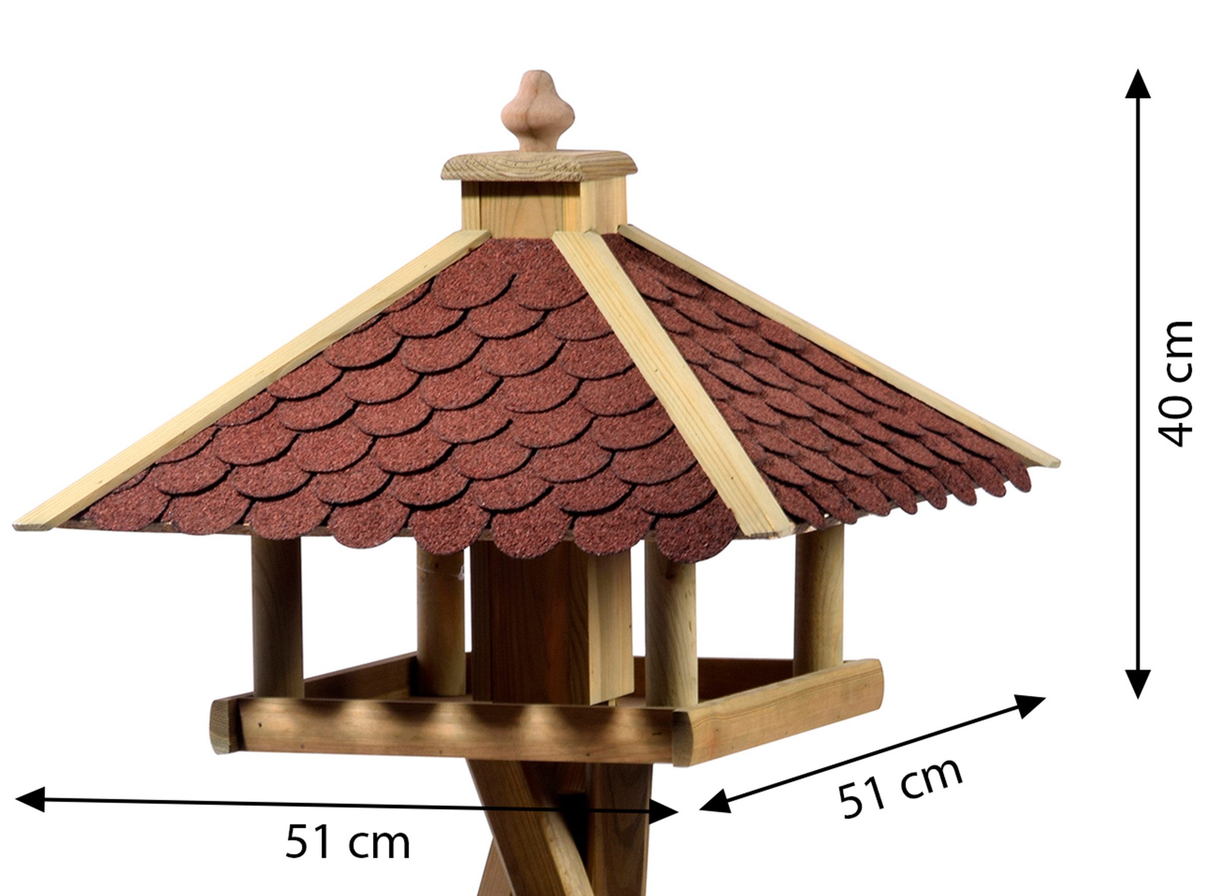 Dehner Vogelhaus Natura Premium Wildvogel Futterhaus Brixen, 51 x 40 x 51 cm, Holz