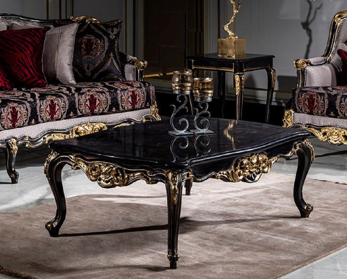 Casa Padrino Couchtisch Luxus Barock Couchtisch Schwarz / Gold - Handgefertigter Massivholz Wohnzimmertisch - Prunkvolle Möbel im Barockstil