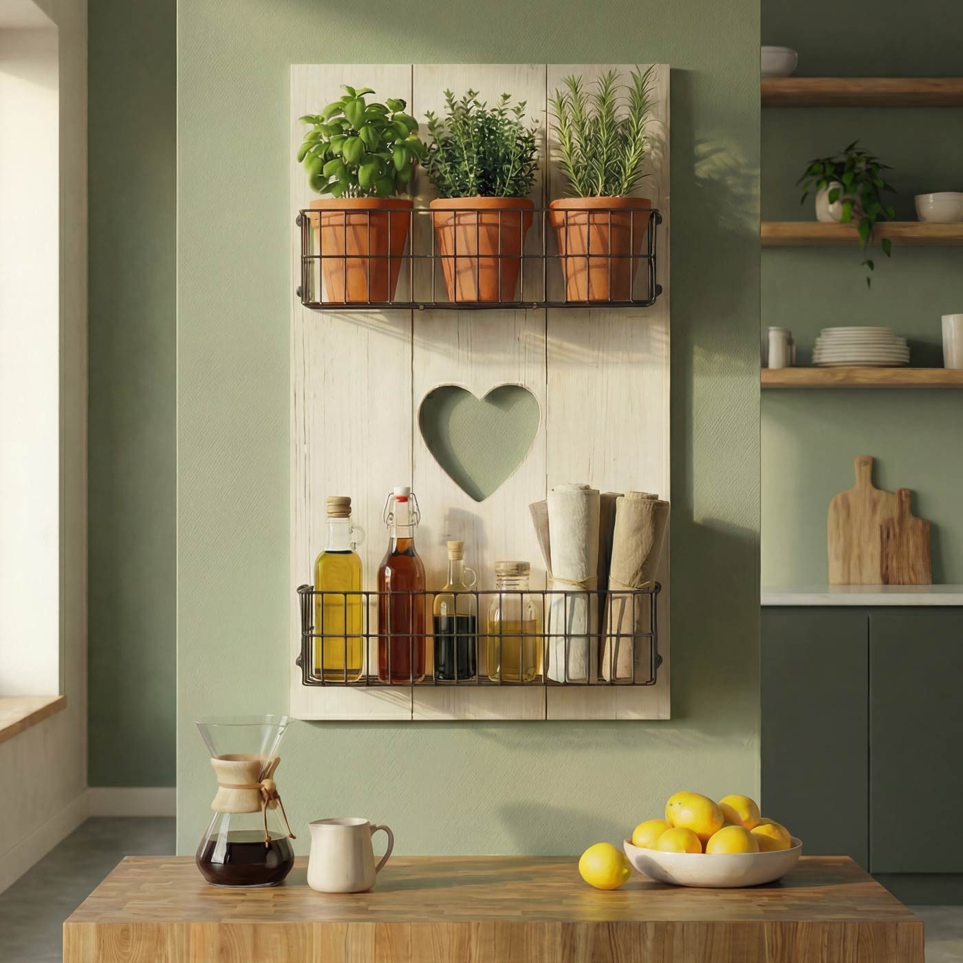 MCW Wandregal MCW-D42, Shabby-Look, 3 Körbe, Dekorativ