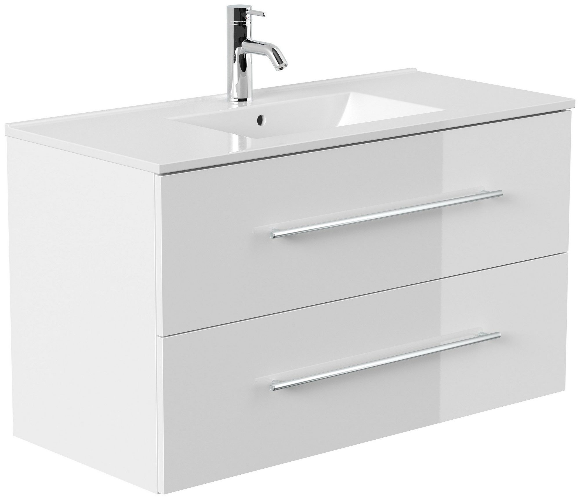 Posseik Badmöbel-Set Badmöbel Waschplatz "Homeline 100" weiß Hochglanz