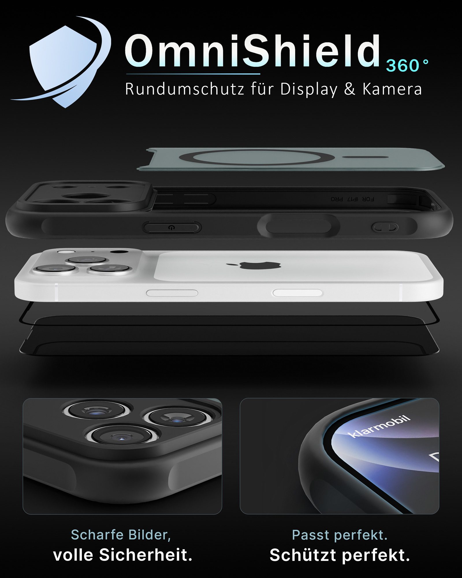 GreenHec Handyhülle Hülle + Panzerfolie iPhone 17 16 15 14 13 12 Pro Max MagSafe Magnet 9H 7 Zoll, Air Handy Displayschutzglas Sichtschutz Stoßfest Transparent Kratzfest