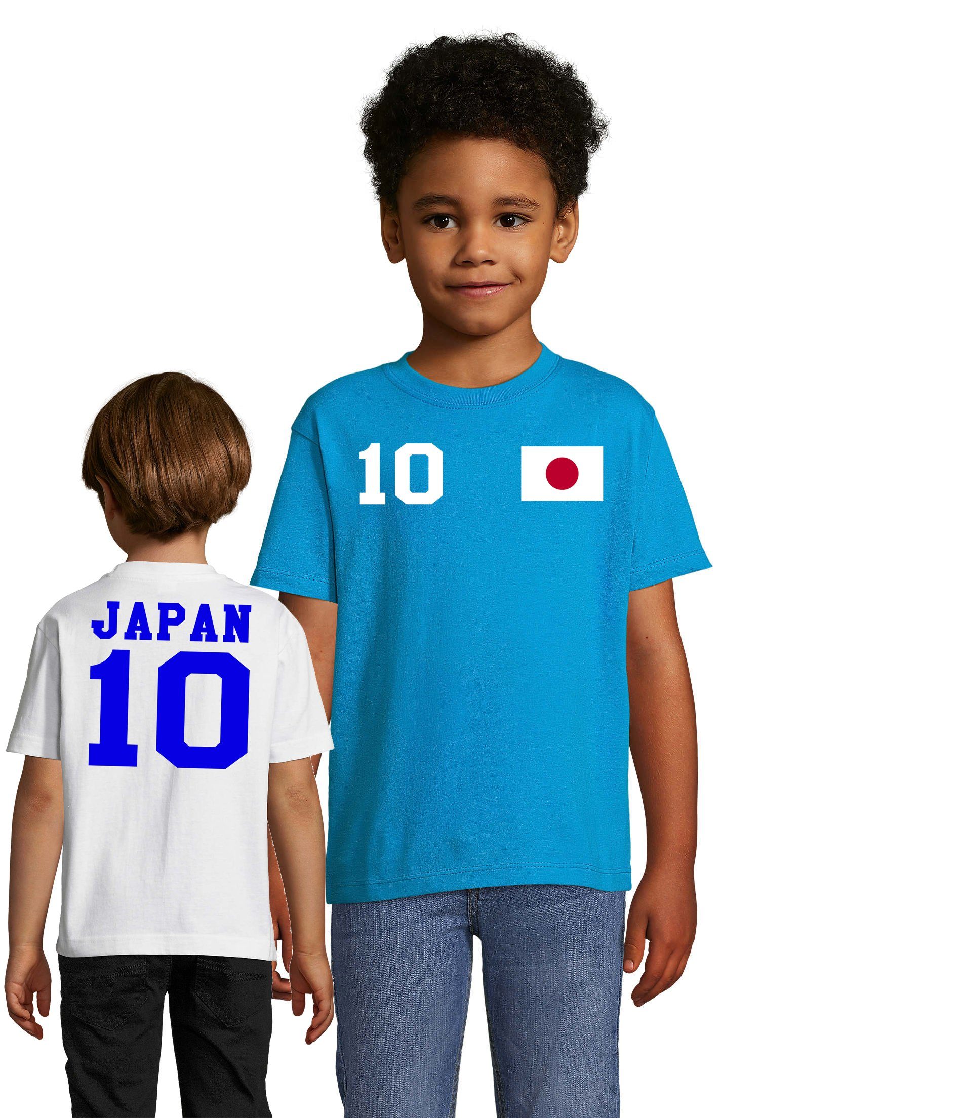 Blondie & Handball Japan Kinder Trikot T-Shirt Sport WM Weiss/Blau Meister Brownie Fußball Asien