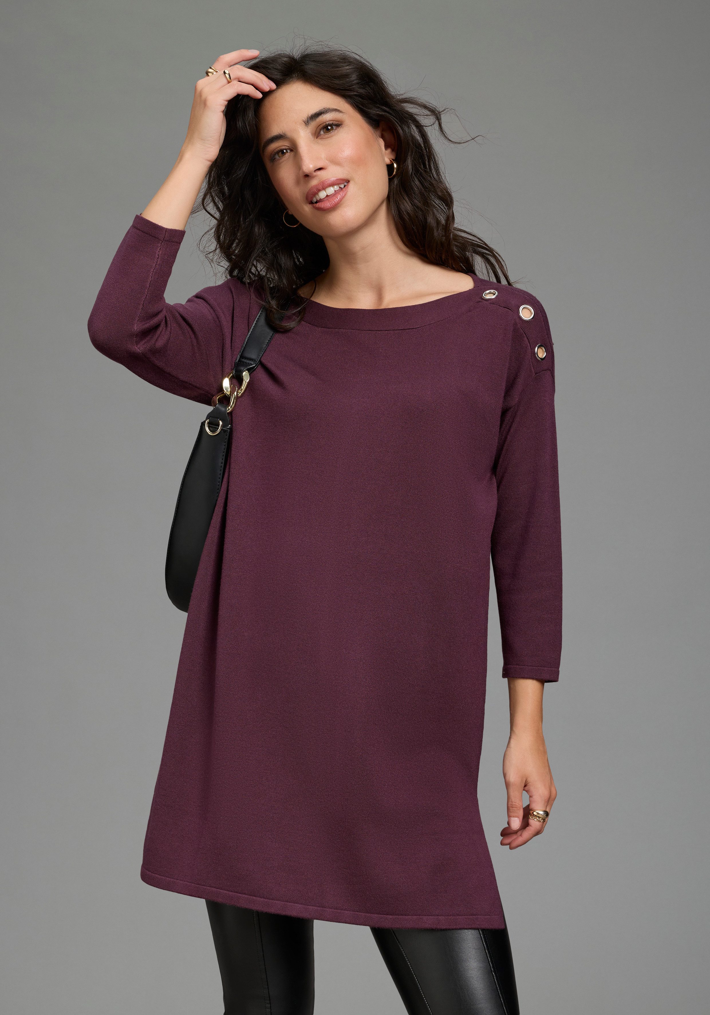 Laura Scott Strickpullover mit 3/4 Ärmeln und Nietendetail. Reduzierter Preis € 29,99. Unverbindliche Preisempfehlung € 39,99, (€ 29,99 pro 1 Stk)